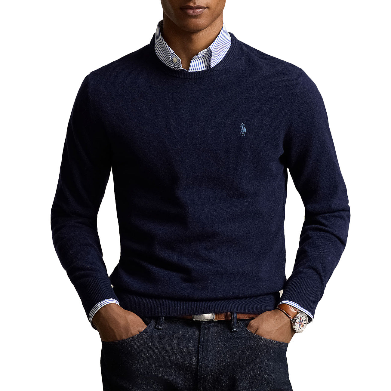 POLO RALPH LAUREN Pullover Lambswool Uomo Hunter Navy 710876714 001 HUNTER NAVY 