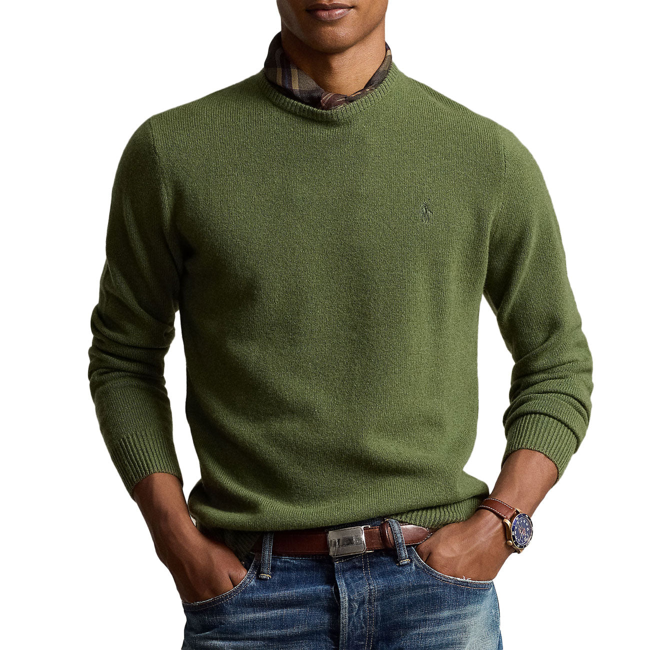 POLO RALPH LAUREN Pullover Lambswool Uomo Classic Olive Heather 710876714 017 CLASSIC OLIVE HEATHER 