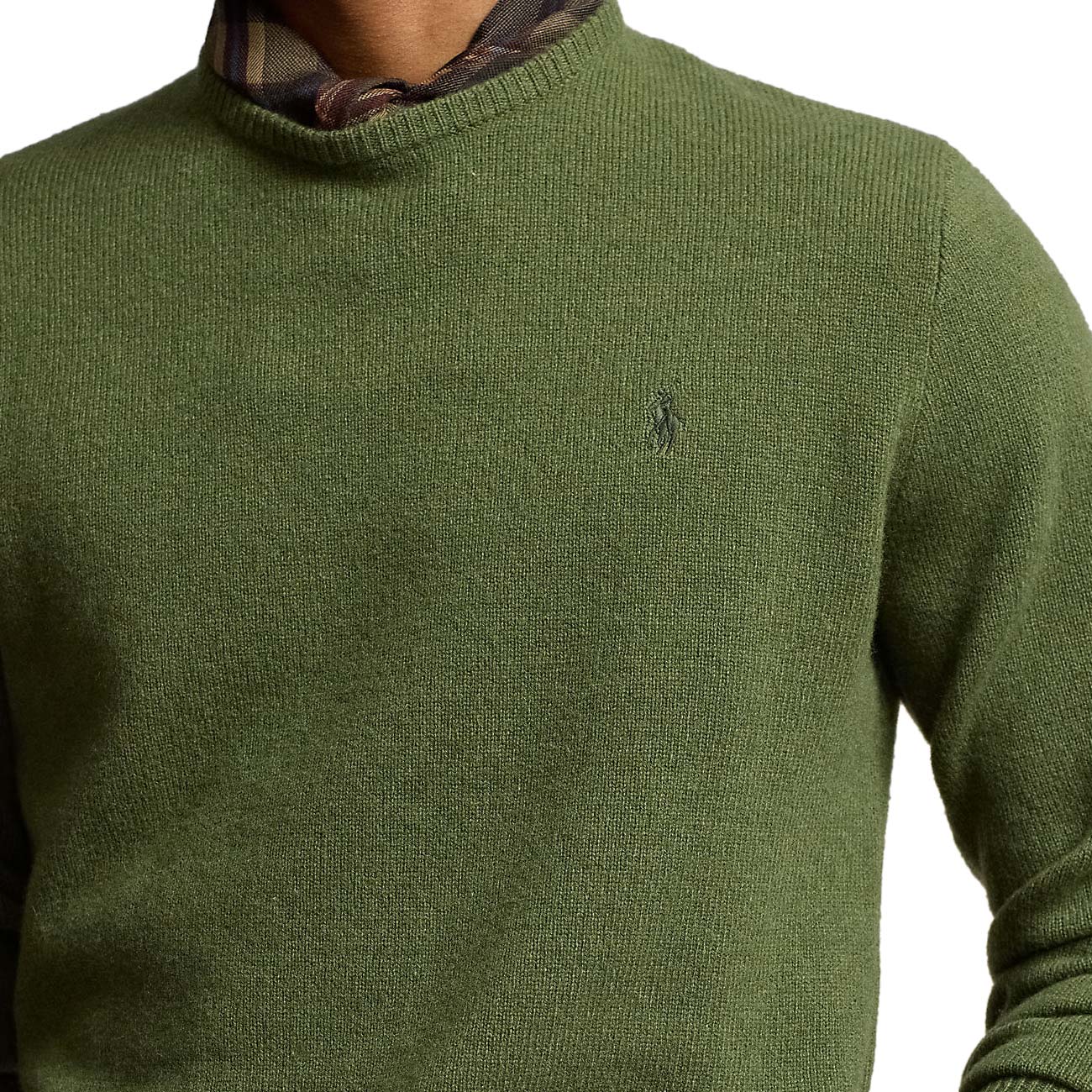POLO RALPH LAUREN Pullover Lambswool Uomo Classic Olive Heather 710876714 017 CLASSIC OLIVE HEATHER 