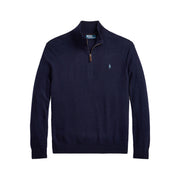 POLO RALPH LAUREN Pullover Mezza Zip In Lana Merino Uomo Hunter Navy 710876756 001 HUNTER NAVY 