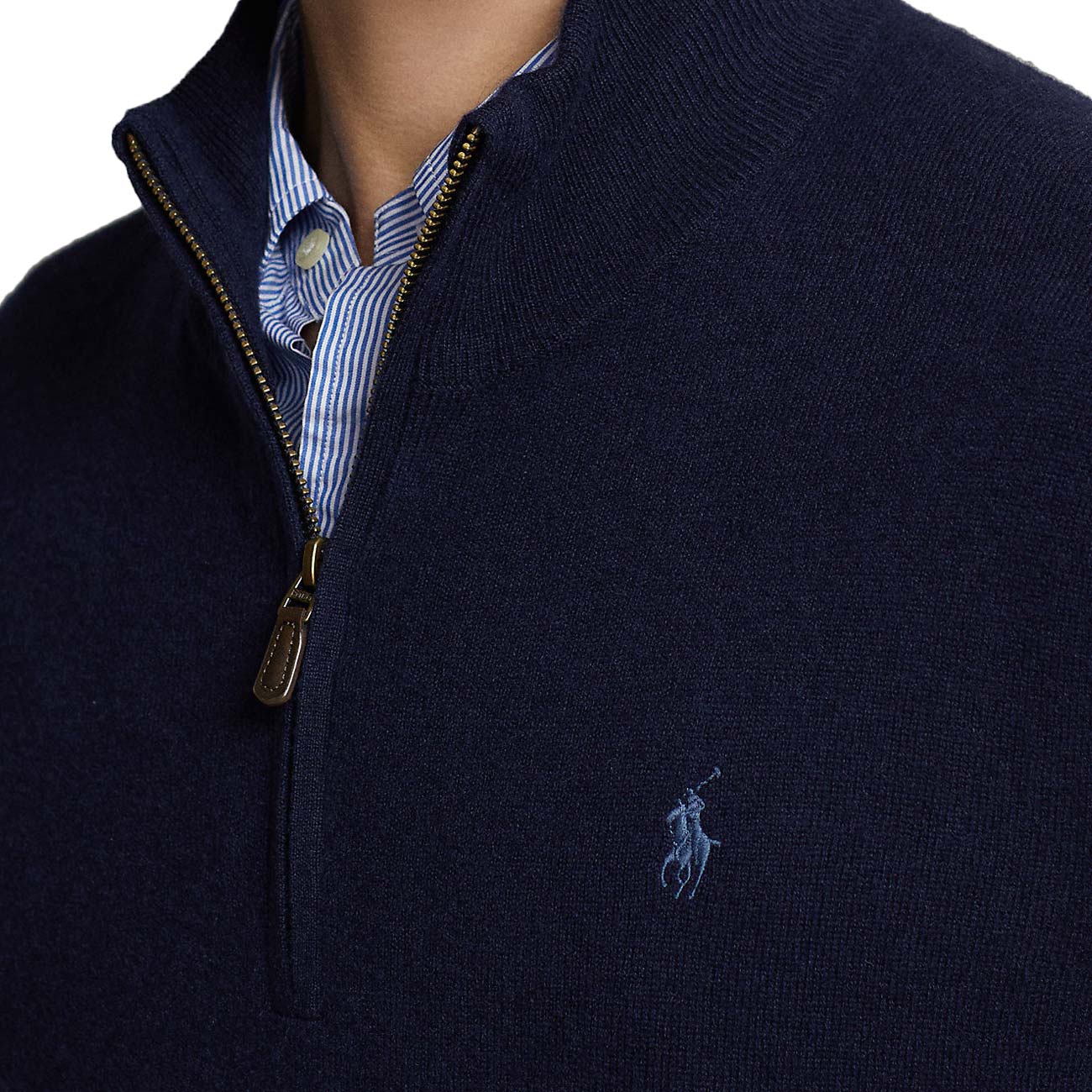 POLO RALPH LAUREN Pullover Mezza Zip In Lana Merino Uomo Hunter Navy 710876756 001 HUNTER NAVY 