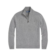 POLO RALPH LAUREN Pullover Mezza Zip In Lana Merino Uomo Fawn Grey Heather 710876756 009 FAWN GREY HEATHER 