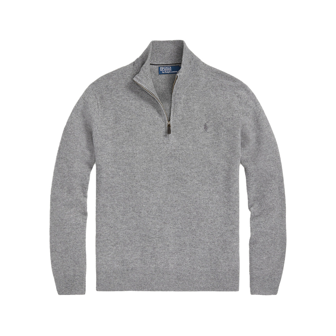 POLO RALPH LAUREN Pullover Mezza Zip In Lana Merino Uomo Fawn Grey Heather 710876756 009 FAWN GREY HEATHER 