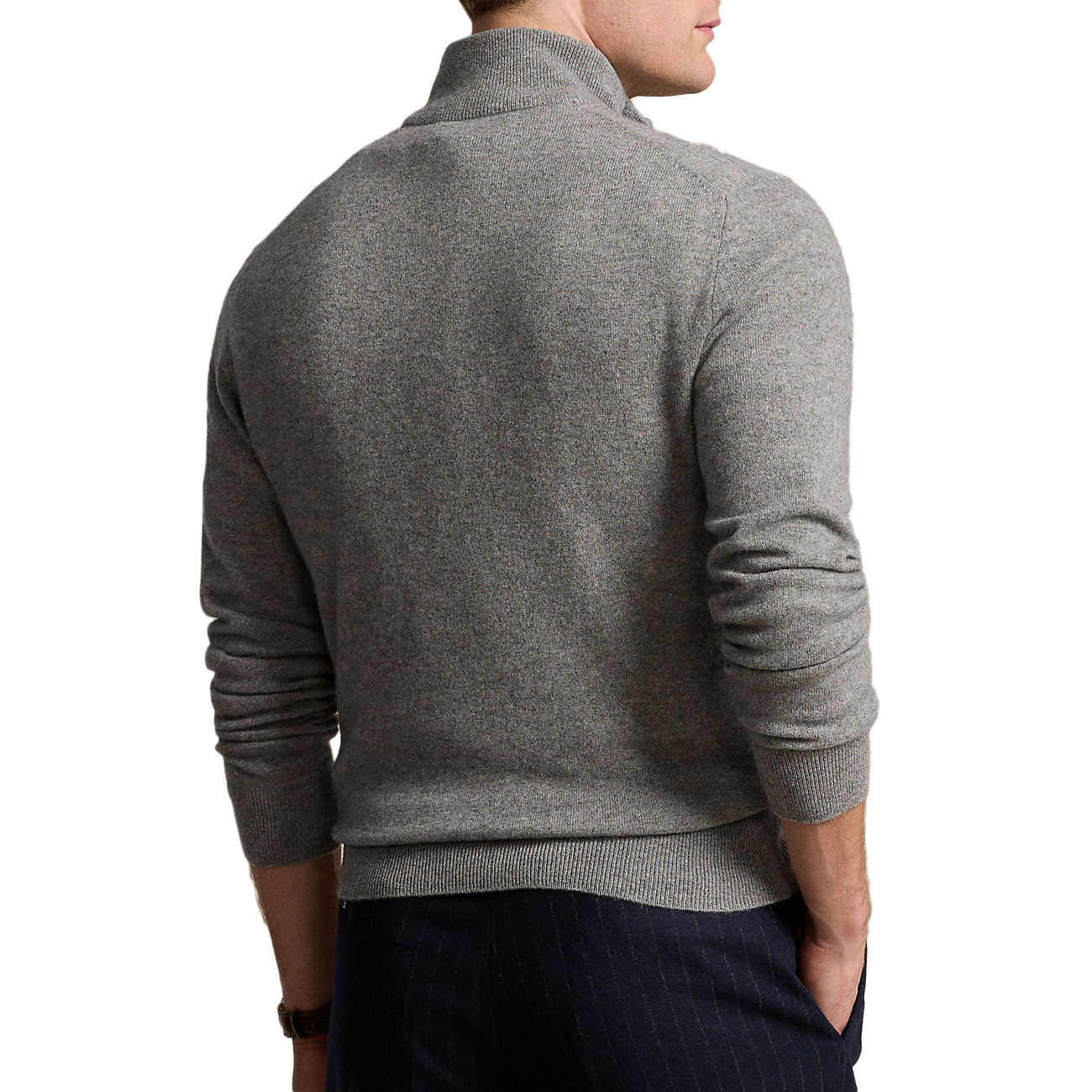 POLO RALPH LAUREN Pullover Mezza Zip In Lana Merino Uomo Fawn Grey Heather 710876756 009 FAWN GREY HEATHER 