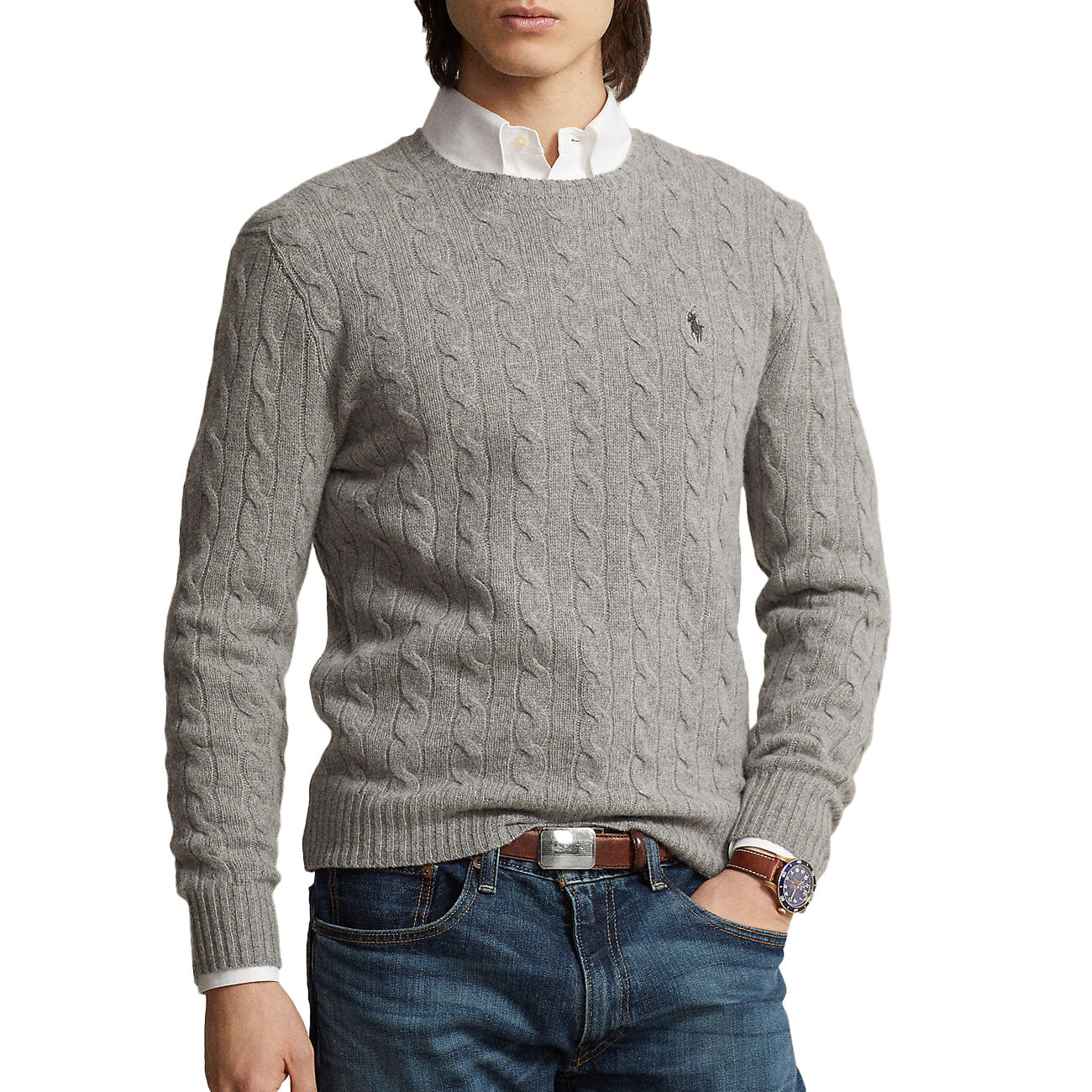 POLO RALPH LAUREN Pullover In Lana Cashmere Uomo Fawn Grey Heather 710876762 012 FAWN GREY HEATHER 