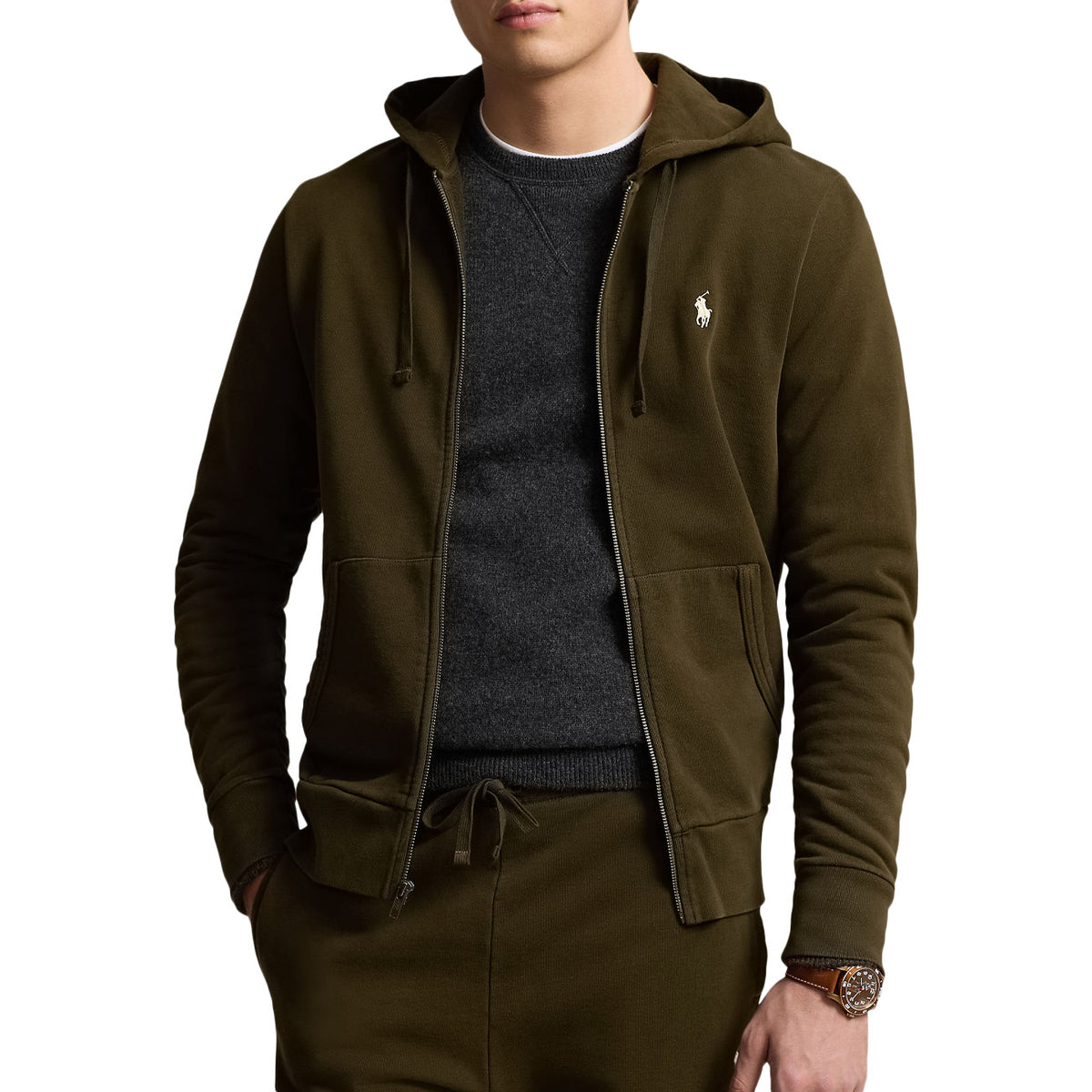 POLO RALPH LAUREN Felpa Full Zip Uomo Dark Loden 710916692 015 DARK LODEN 