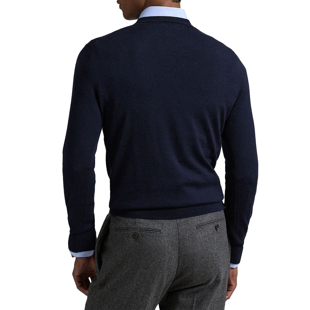 POLO RALPH LAUREN Pullover Girocollo In Lambswool Uomo Hunter Navy 710946143 001 HUNTER NAVY 