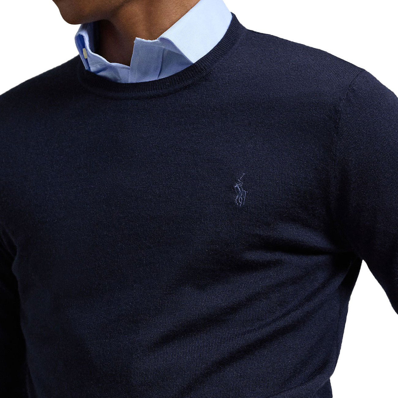 POLO RALPH LAUREN Pullover Girocollo In Lambswool Uomo Hunter Navy 710946143 001 HUNTER NAVY 