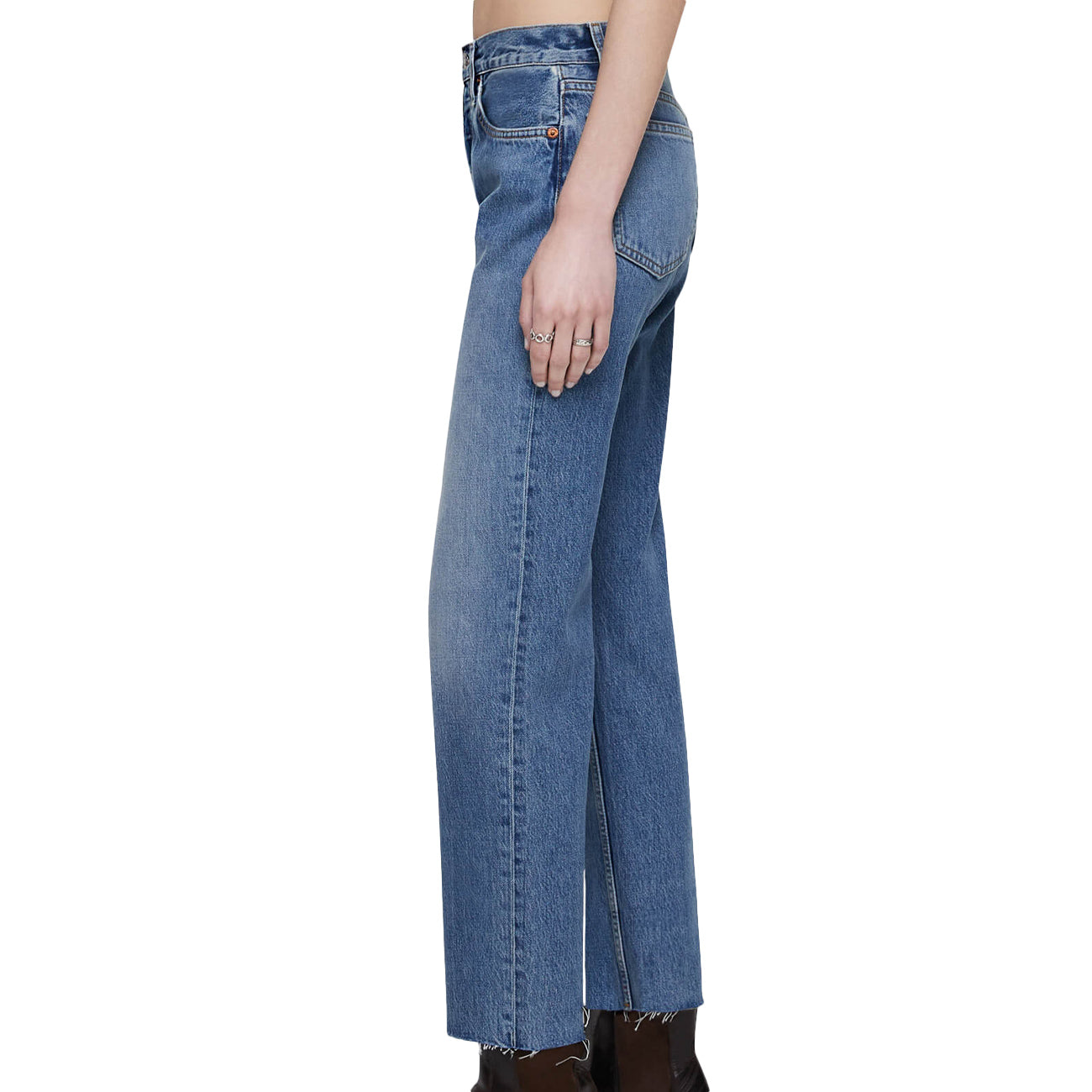 RE/DONE 70S Stove Pipe Jeans Donna Medium Vain 188-3WSTV27 MEDIUM VAIN 