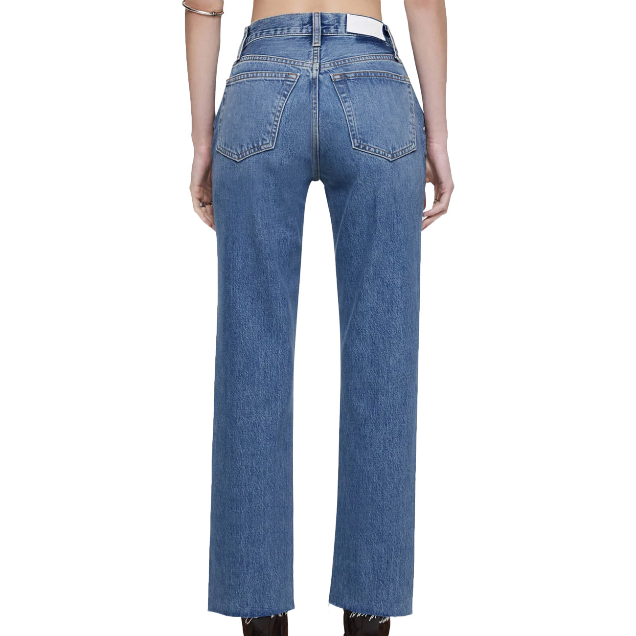 RE/DONE 70S Stove Pipe Jeans Donna Medium Vain 188-3WSTV27 MEDIUM VAIN 