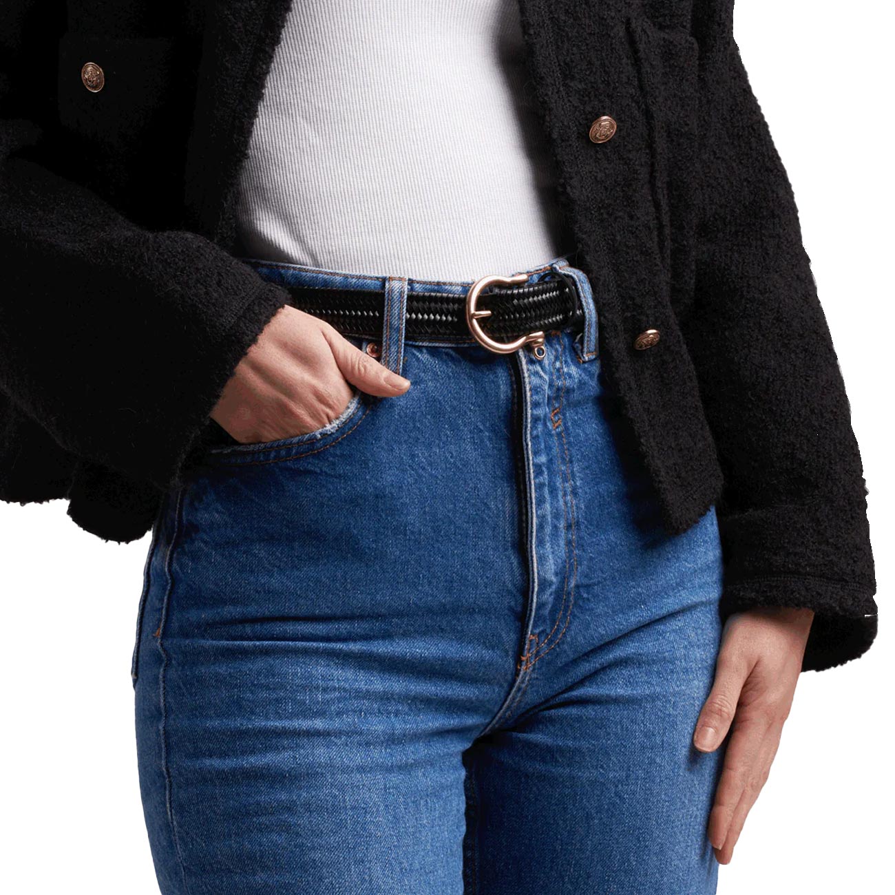 ATHISON Cintura Leather Elastic Donna Nero ATHISON 156 BLACK 