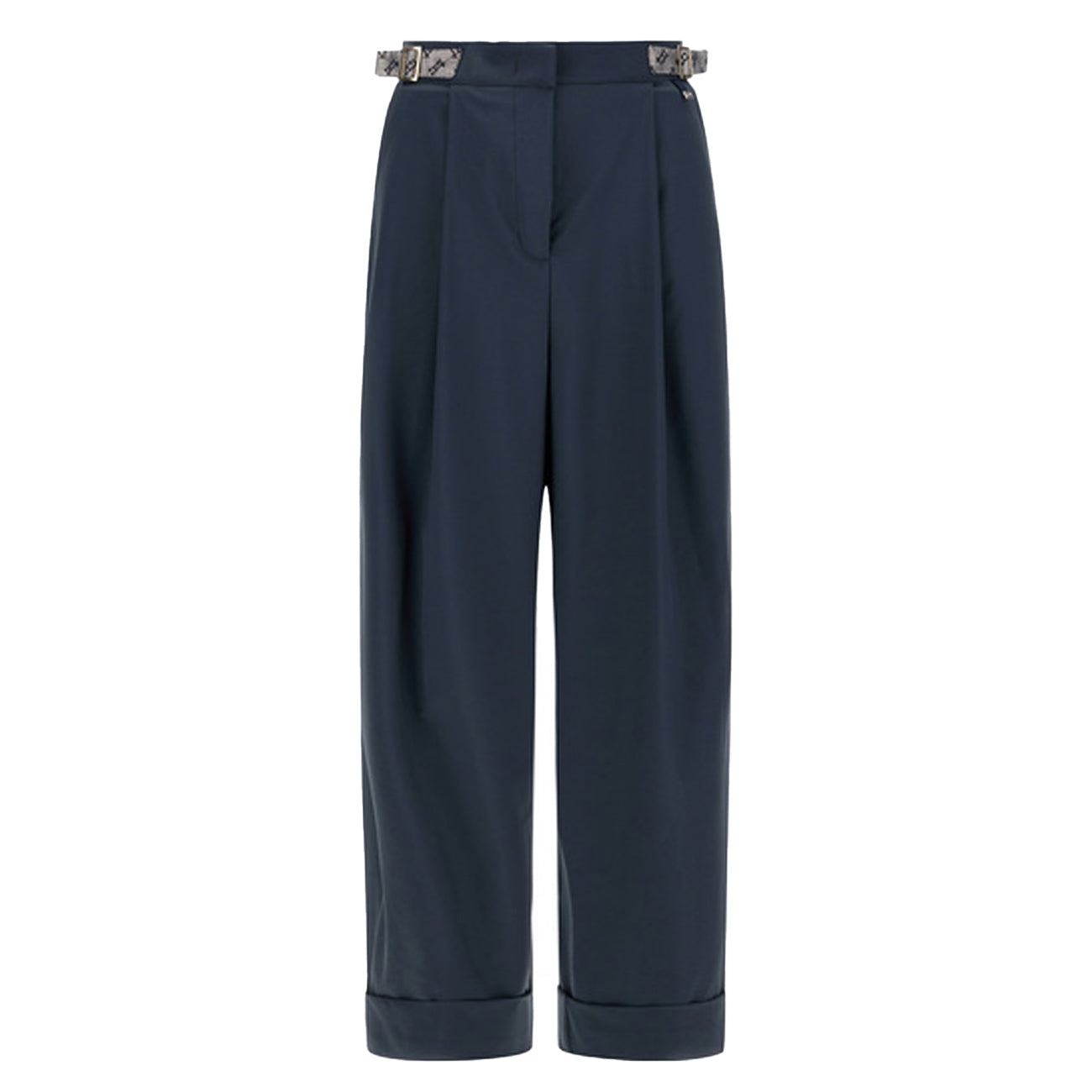 HERNO Pantalone Structured Ny E Monogram Lurex PT000092D-12609Z 9200 BLU 