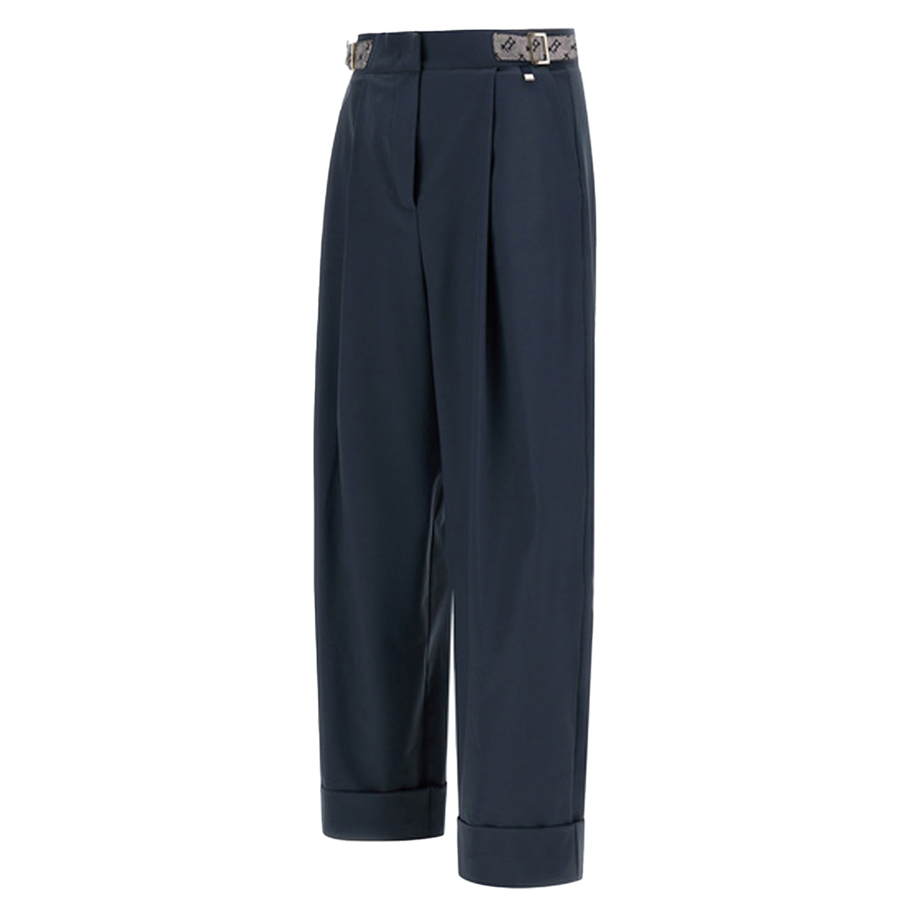 HERNO Pantalone Structured Ny E Monogram Lurex PT000092D-12609Z 9200 BLU 