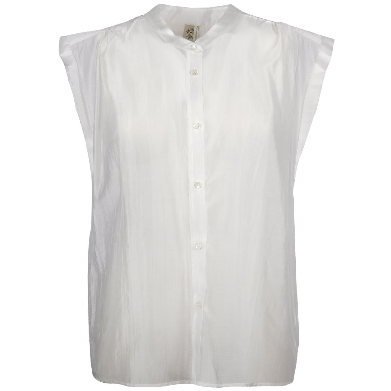 MASCHERONI Camicia Smanicata Con Collo Alla Coreana 4160 BIANCO 