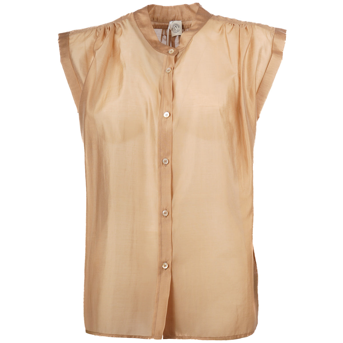 MASCHERONI Camicia Smanicata Con Collo Alla Coreana 4160 CUOIO 