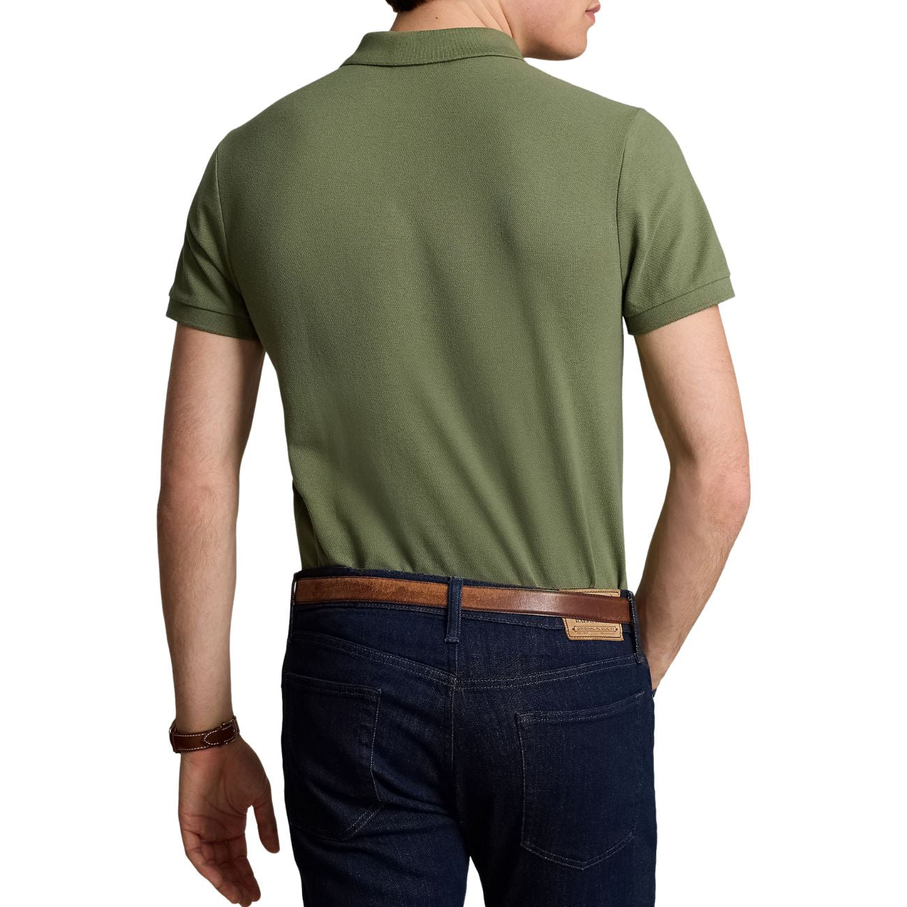 POLO RALPH LAUREN Polo Slim Fit Mesh Uomo Verde 710536856 436 GARDEN TRAIL/C8668 