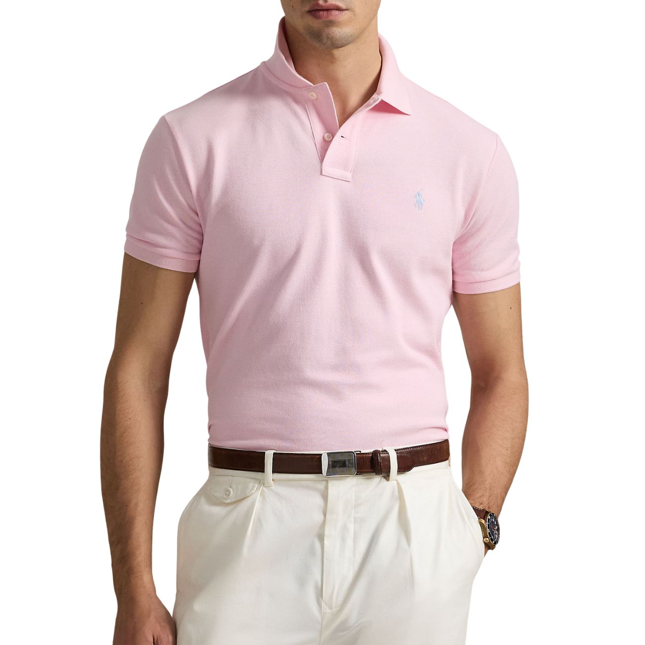 POLO RALPH LAUREN Polo Slim Fit Mesh Uomo Rosa 710536856 453 BATH PINK/C7172 