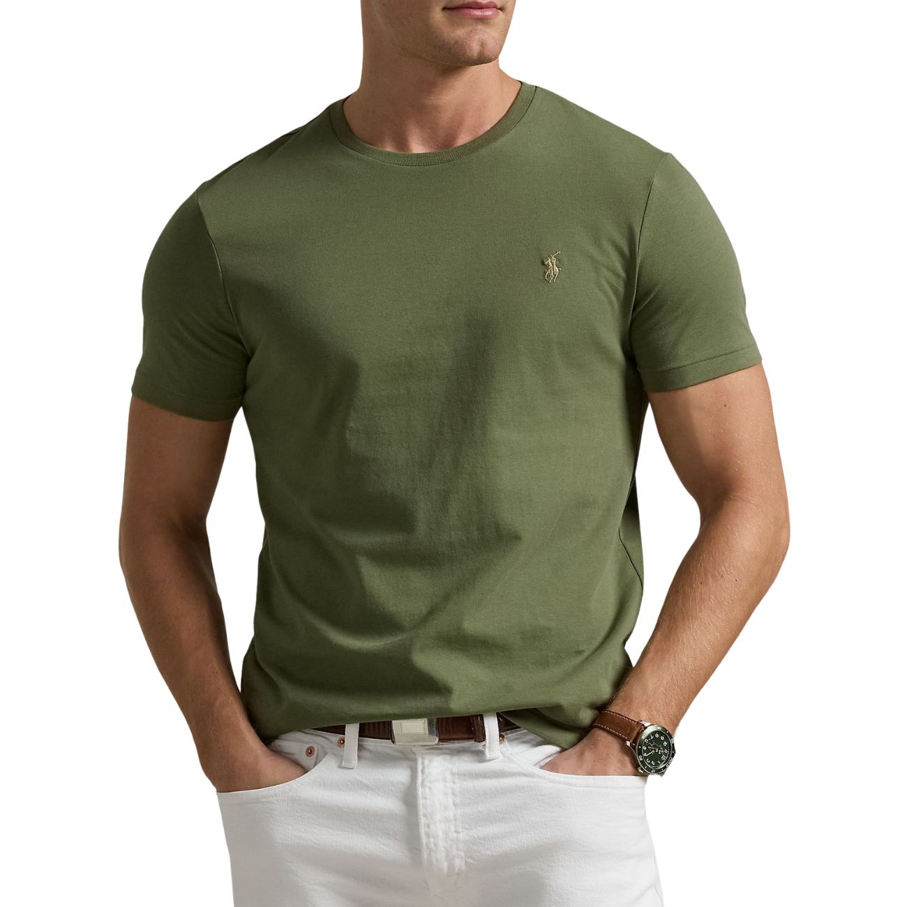 POLO RALPH LAUREN T.Shirt Girocollo Slim Fit Jersey Uomo Garden Trail 710671438 389 GARDEN TRAIL/C8668 