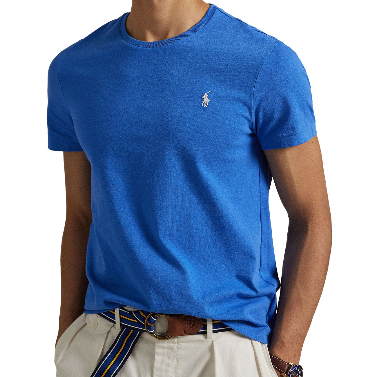 POLO RALPH LAUREN T-Shirt Girocollo Slim Fit Jersey Uomo Embayment Blue 710671438 411 EMBAYMENT BLUE/C8261 