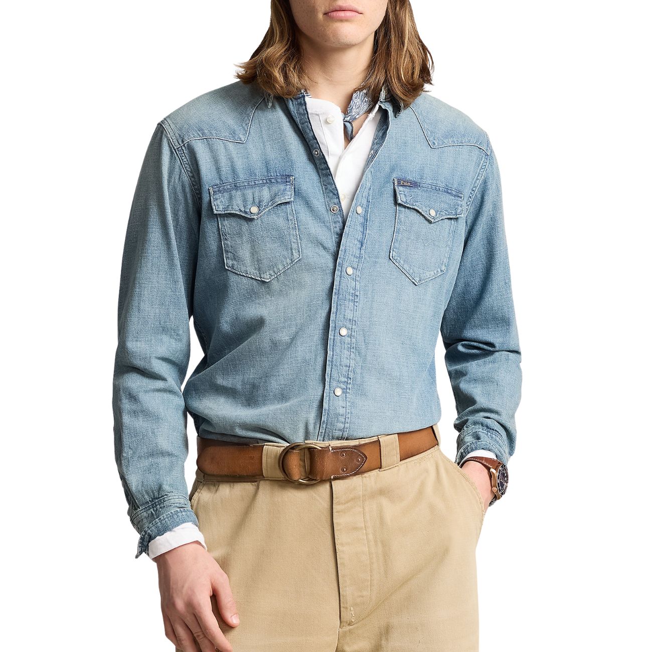 POLO RALPH LAUREN Camicia Western In Denim Slub 710703936 001 RL WESTERN 