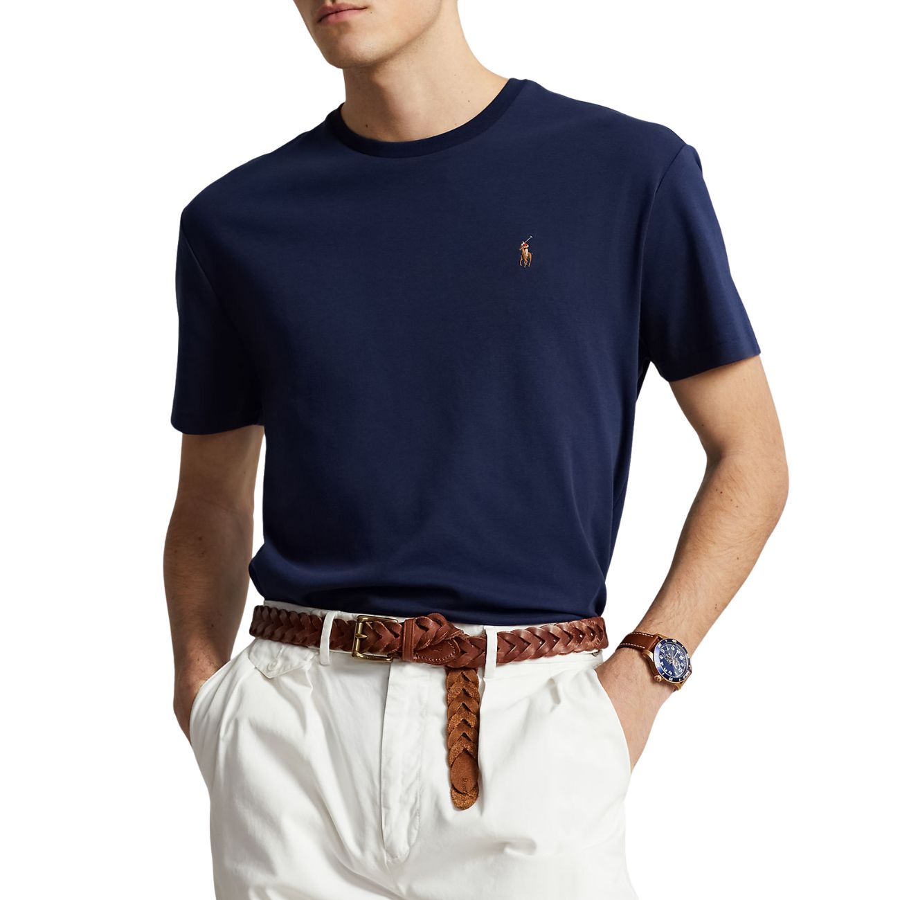 POLO RALPH LAUREN T-Shirt In Cotone Custom Slim Fit Uomo Refined Navy 710740727 003 REFINED NAVY 