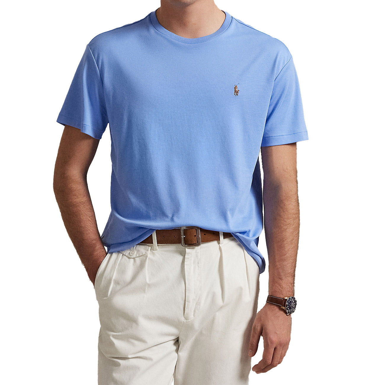 POLO RALPH LAUREN T-Shirt Slim Fit Uomo Canvas Blu 710740727 091 CANVAS BLUE 