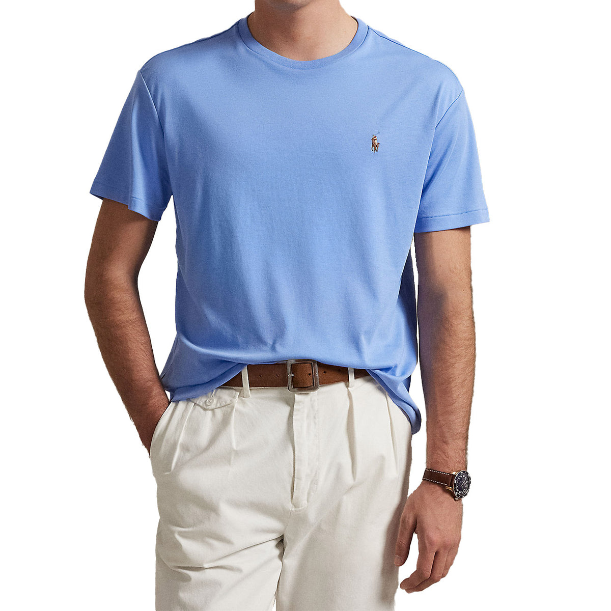 POLO RALPH LAUREN T-Shirt Slim Fit Uomo Canvas Blu 710740727 091 CANVAS BLUE 