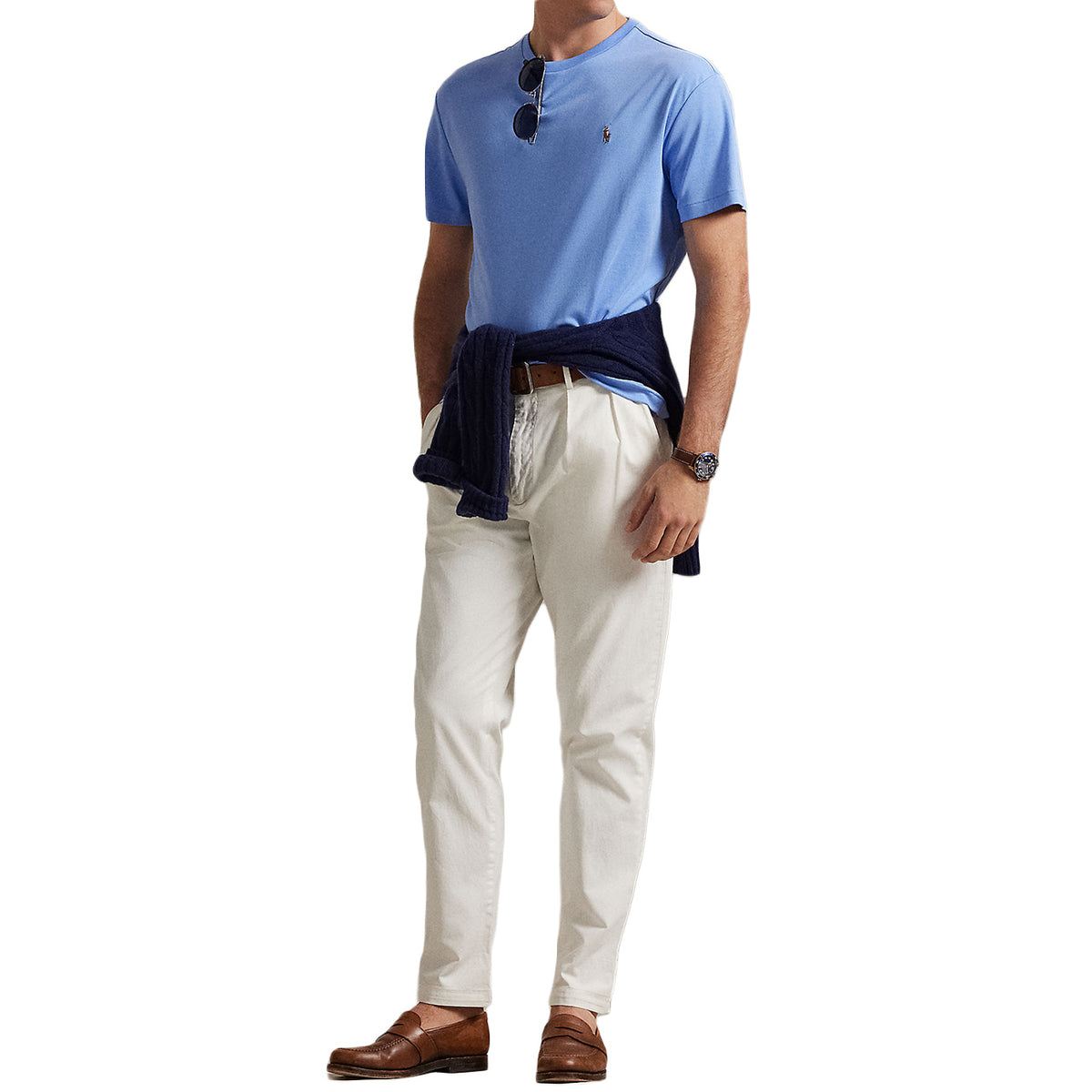 POLO RALPH LAUREN T-Shirt Slim Fit Uomo Canvas Blu 710740727 091 CANVAS BLUE 