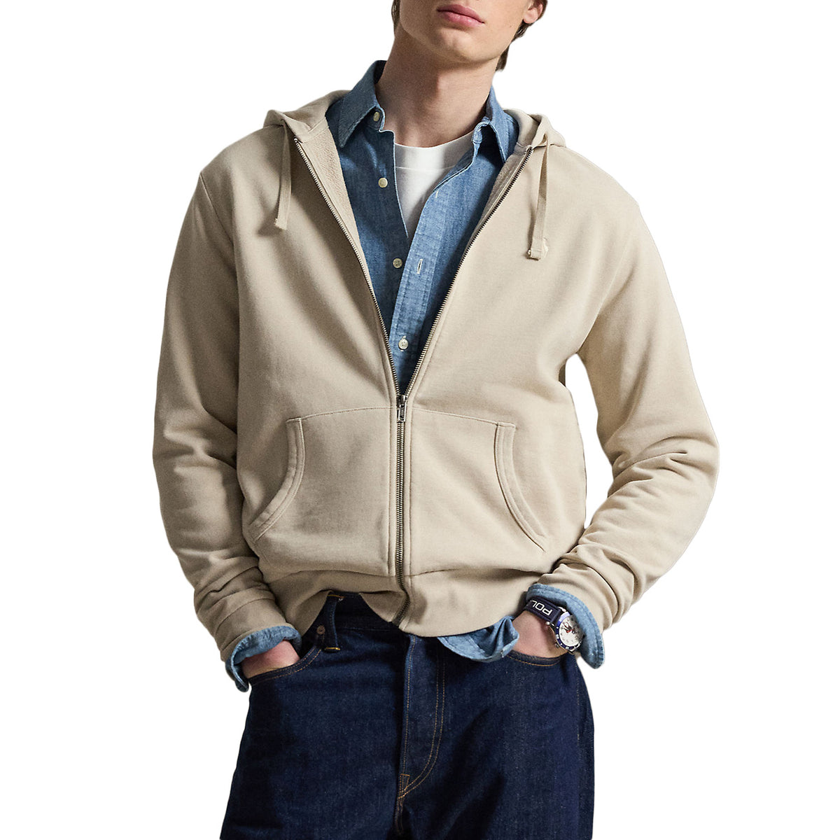 POLO RALPH LAUREN Felpa Con Zip Interna In Pile 710916692 019 STONEWARE GREY 