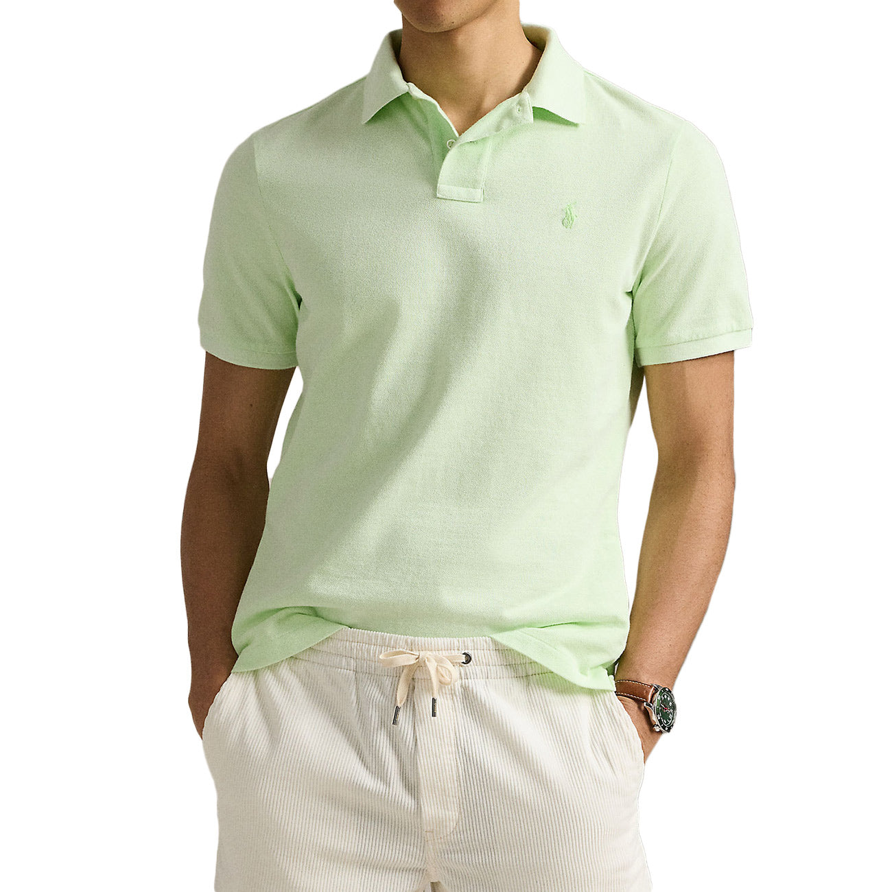 POLO RALPH LAUREN Polo Personalizzata Slim In Rete Tinta Con Minerale 710969626 001 LEAF 