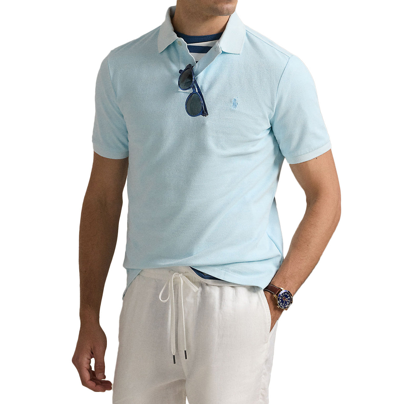 POLO RALPH LAUREN Polo Personalizzata Slim In Rete Tinta Con Minerale 710969626 002 SKY 