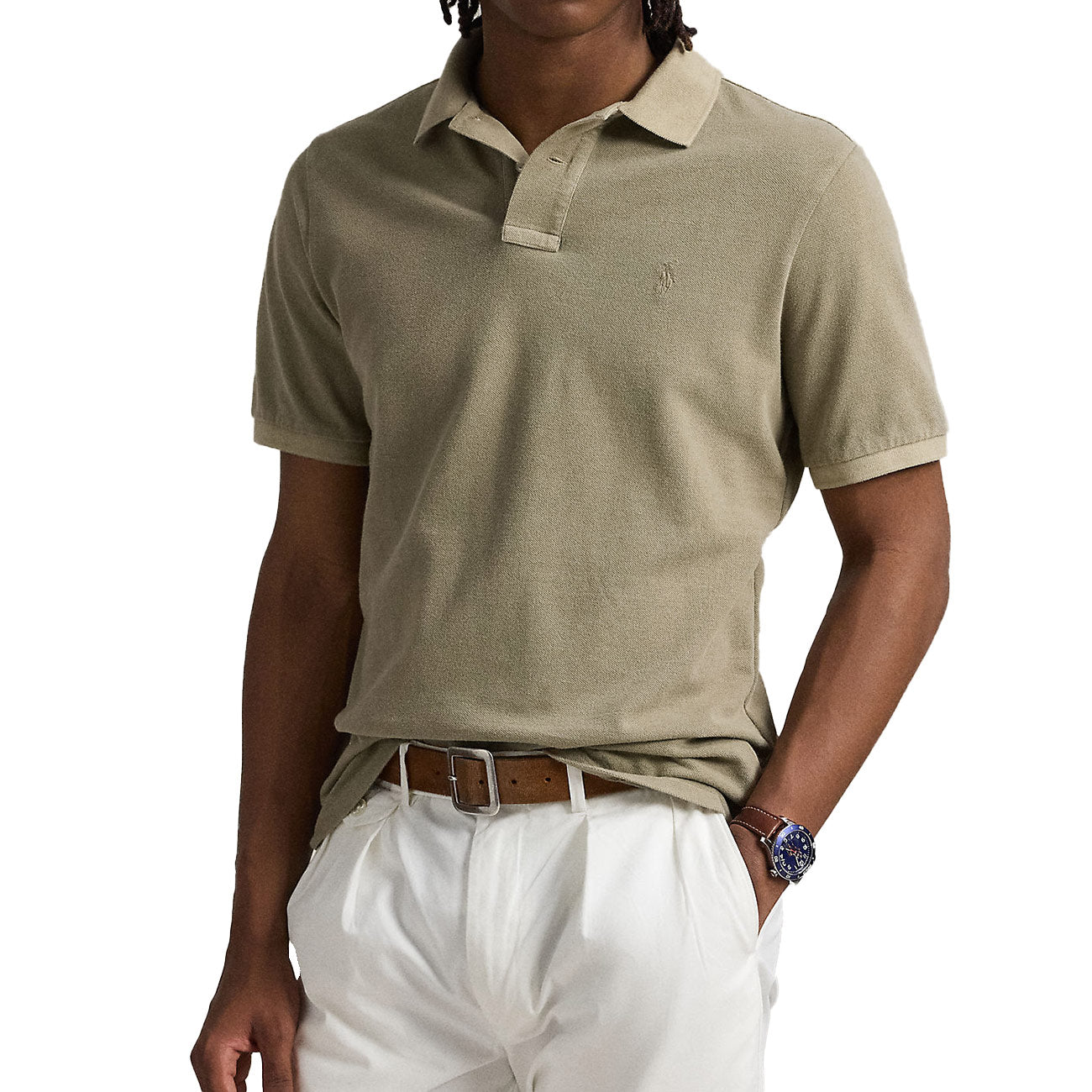 POLO RALPH LAUREN Polo Personalizzata Slim In Rete Tinta Con Minerale 710969626 006 OLIVE 