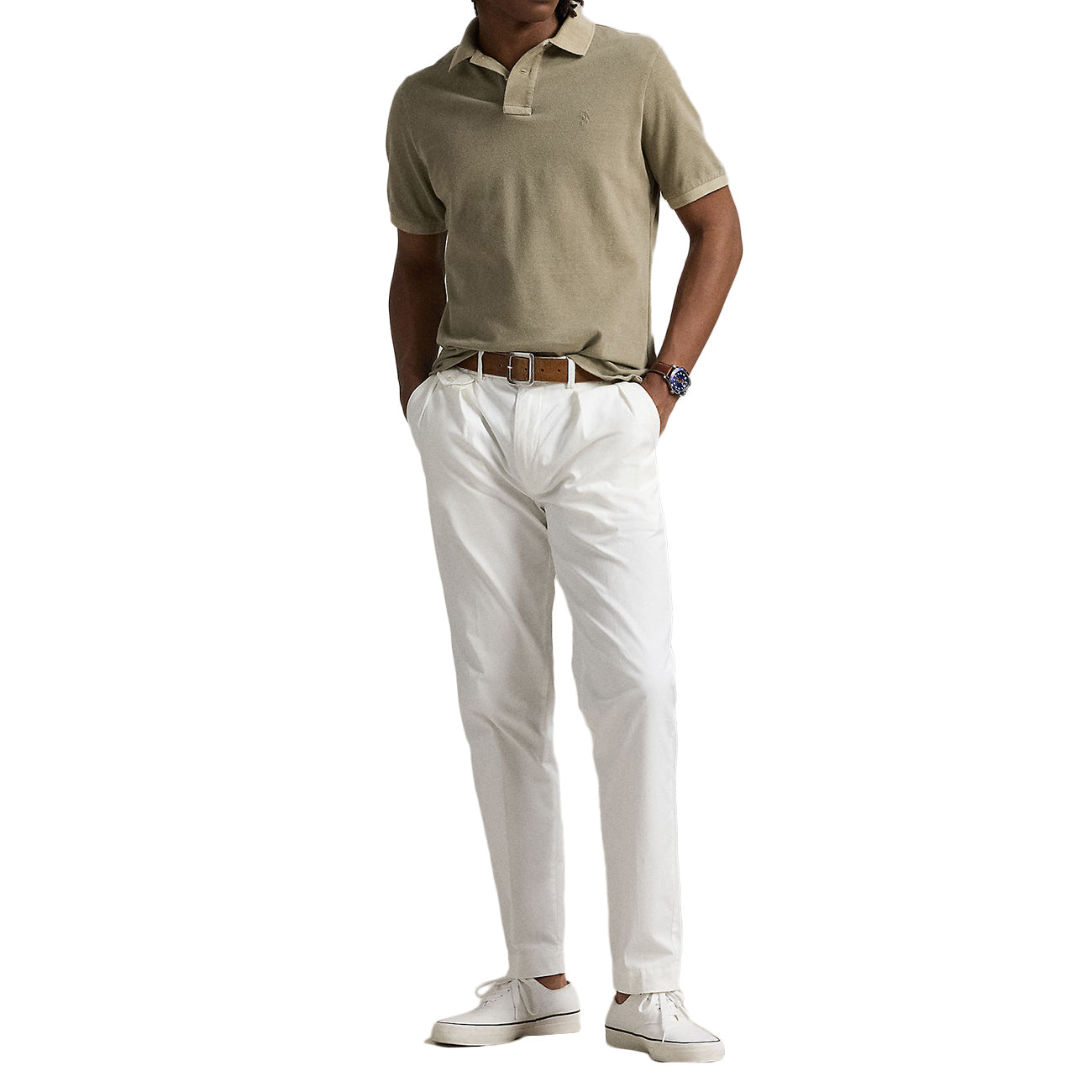POLO RALPH LAUREN Polo Personalizzata Slim In Rete Tinta Con Minerale 710969626 006 OLIVE 
