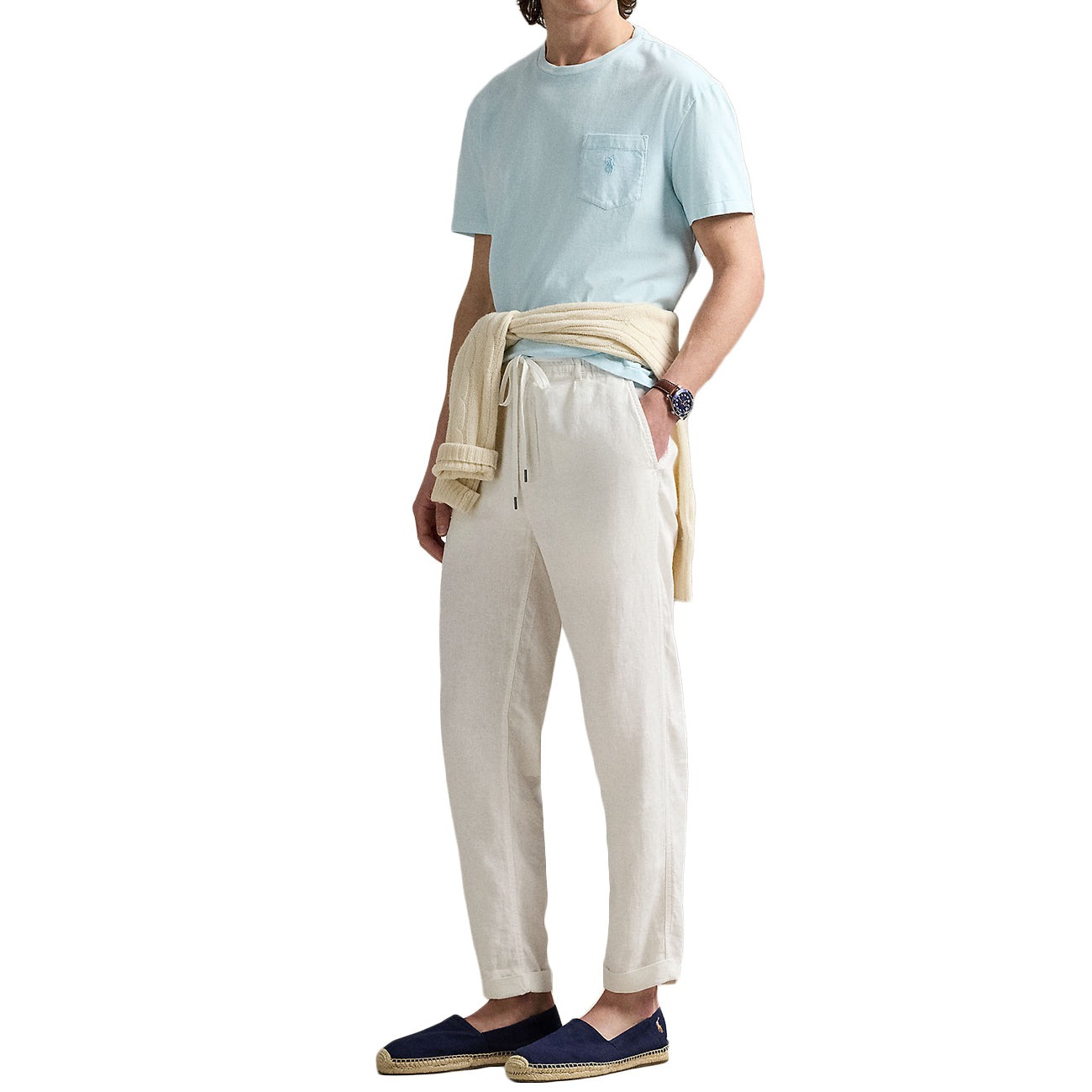 POLO RALPH LAUREN T-Shirt Slim Fit Con Taschino Uomo Sky 710969628 002 SKY 
