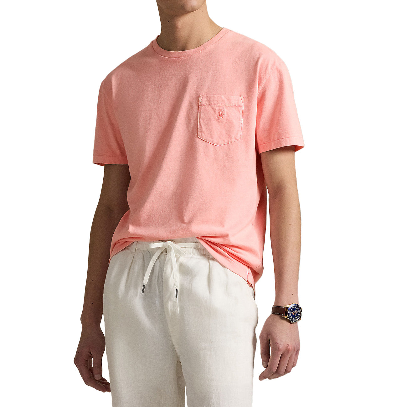 POLO RALPH LAUREN T-Shirt Personalizzata Slim Con Tasca Tinta Minerale 710969628 005 ROSE 