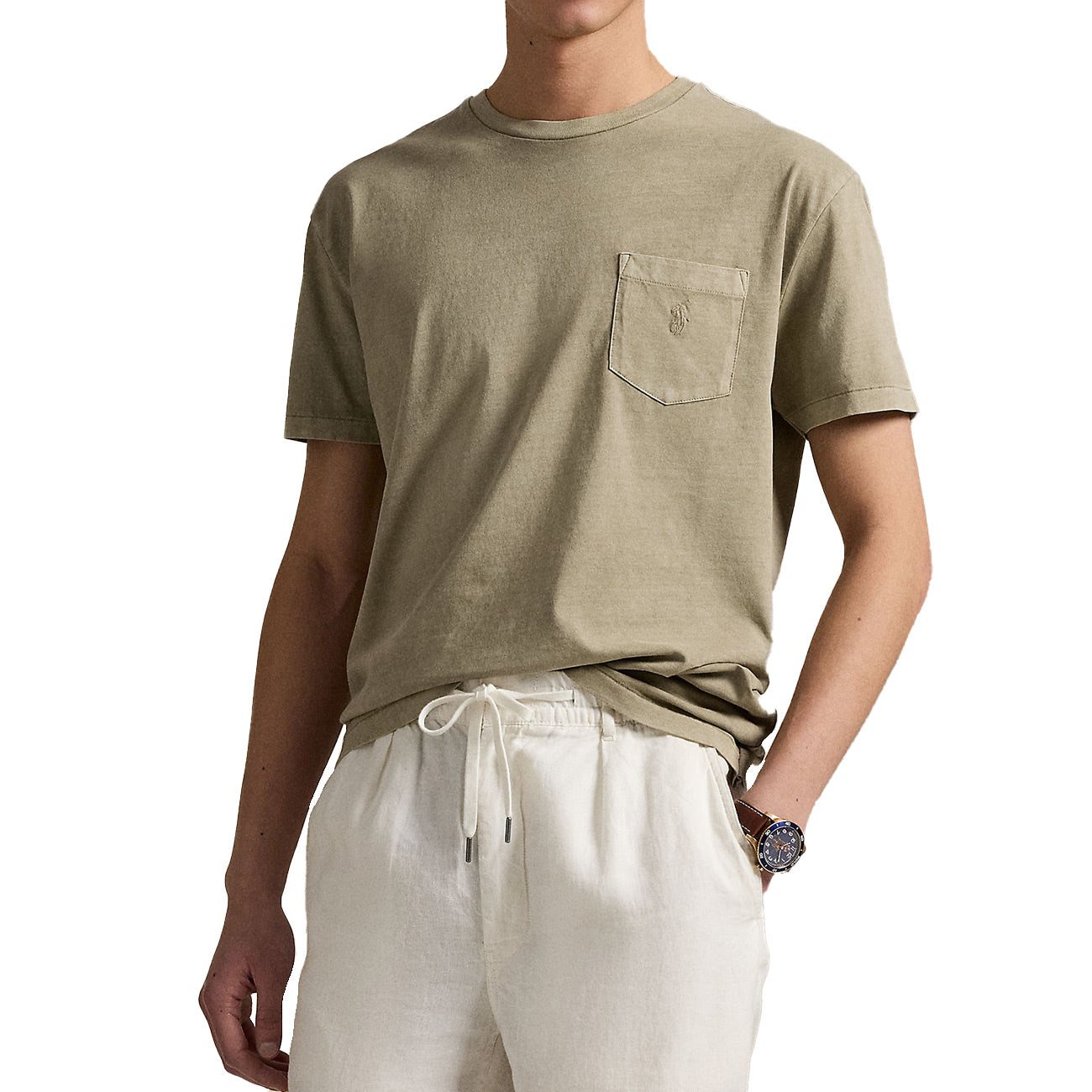 POLO RALPH LAUREN T-Shirt Personalizzata Slim Con Tasca Tinta Minerale 710969628 006 OLIVE 