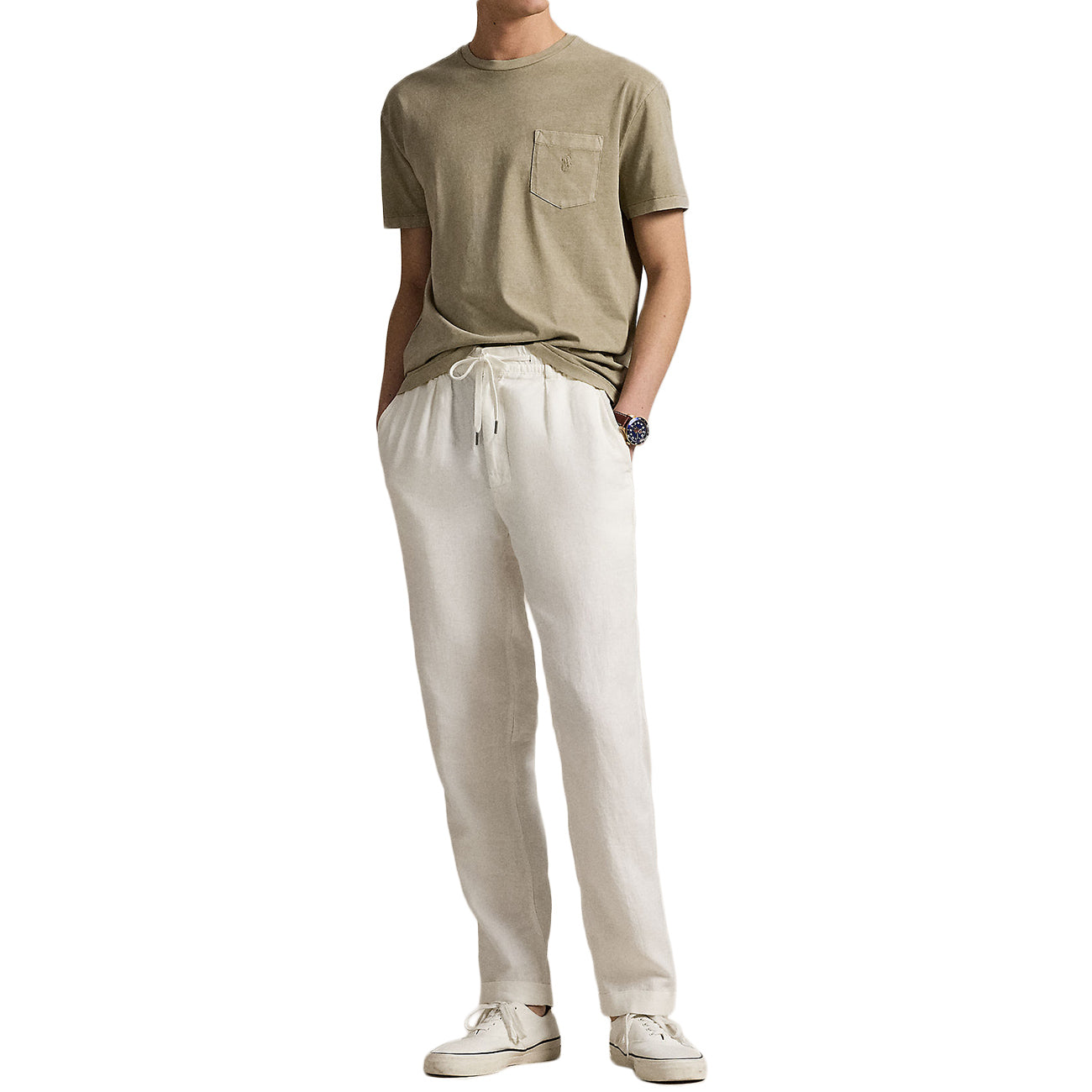POLO RALPH LAUREN T-Shirt Personalizzata Slim Con Tasca Tinta Minerale 710969628 006 OLIVE 