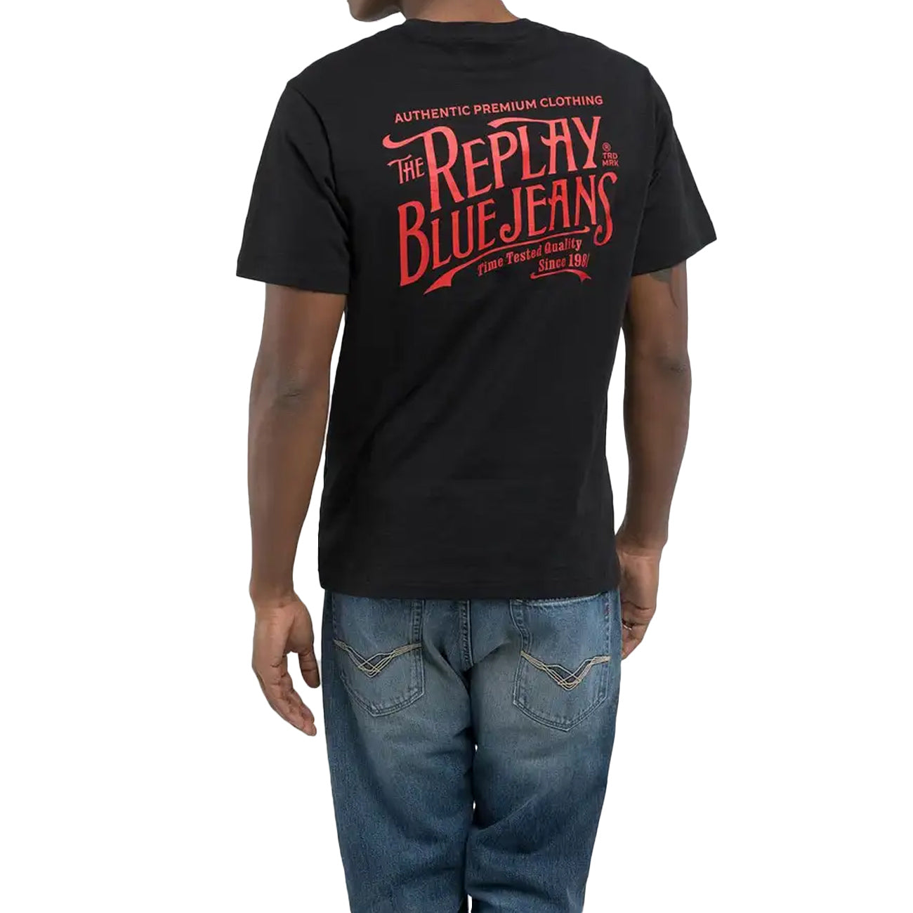 REPLAY T-Shirt In Jersey Fiammato Uomo Nero M3023.000.22336 098 BLACK 