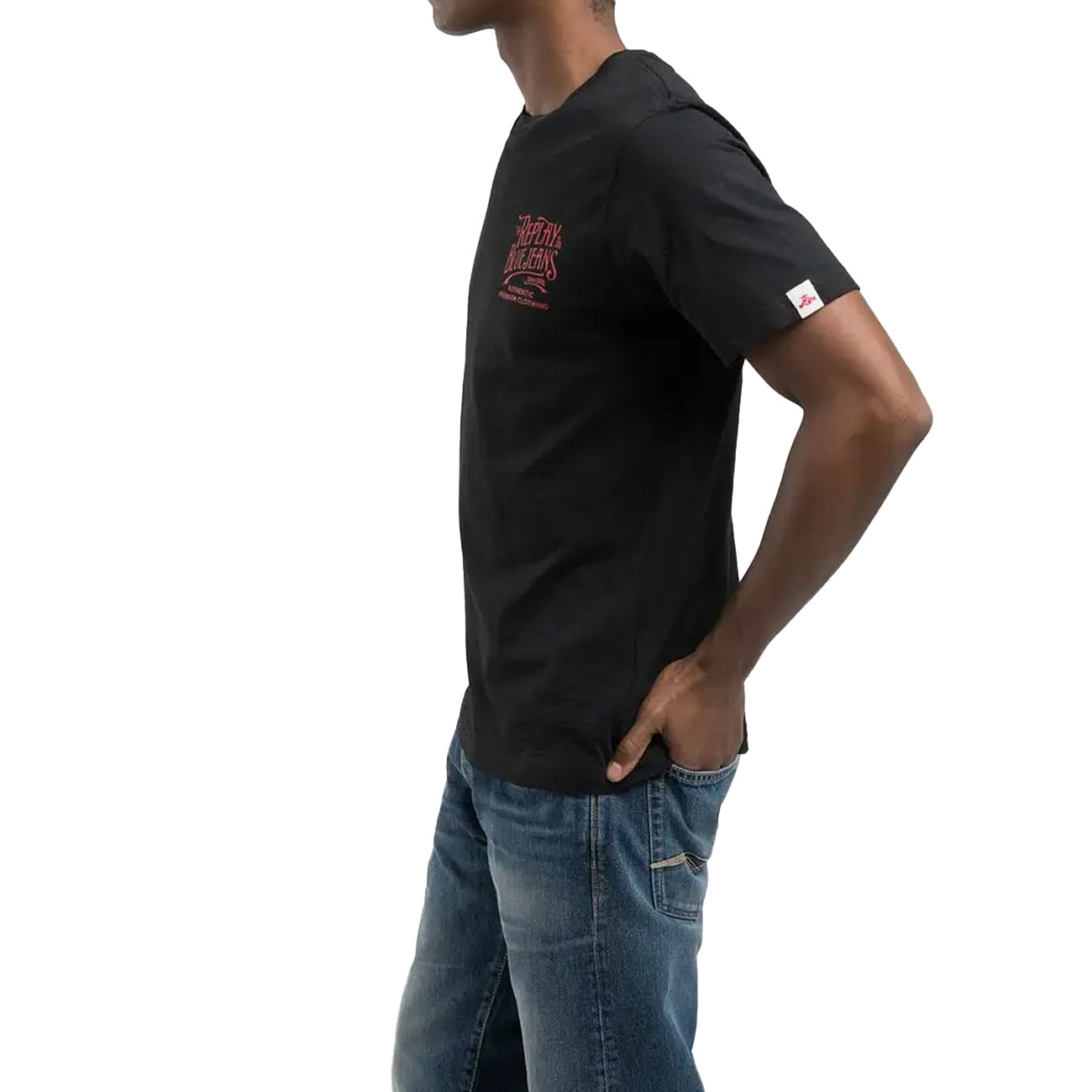 REPLAY T-Shirt In Jersey Fiammato Uomo Nero M3023.000.22336 098 BLACK 