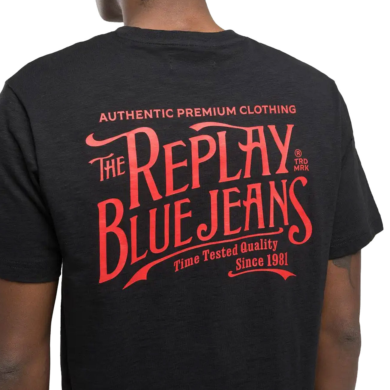 REPLAY T-Shirt In Jersey Fiammato Uomo Nero M3023.000.22336 098 BLACK 