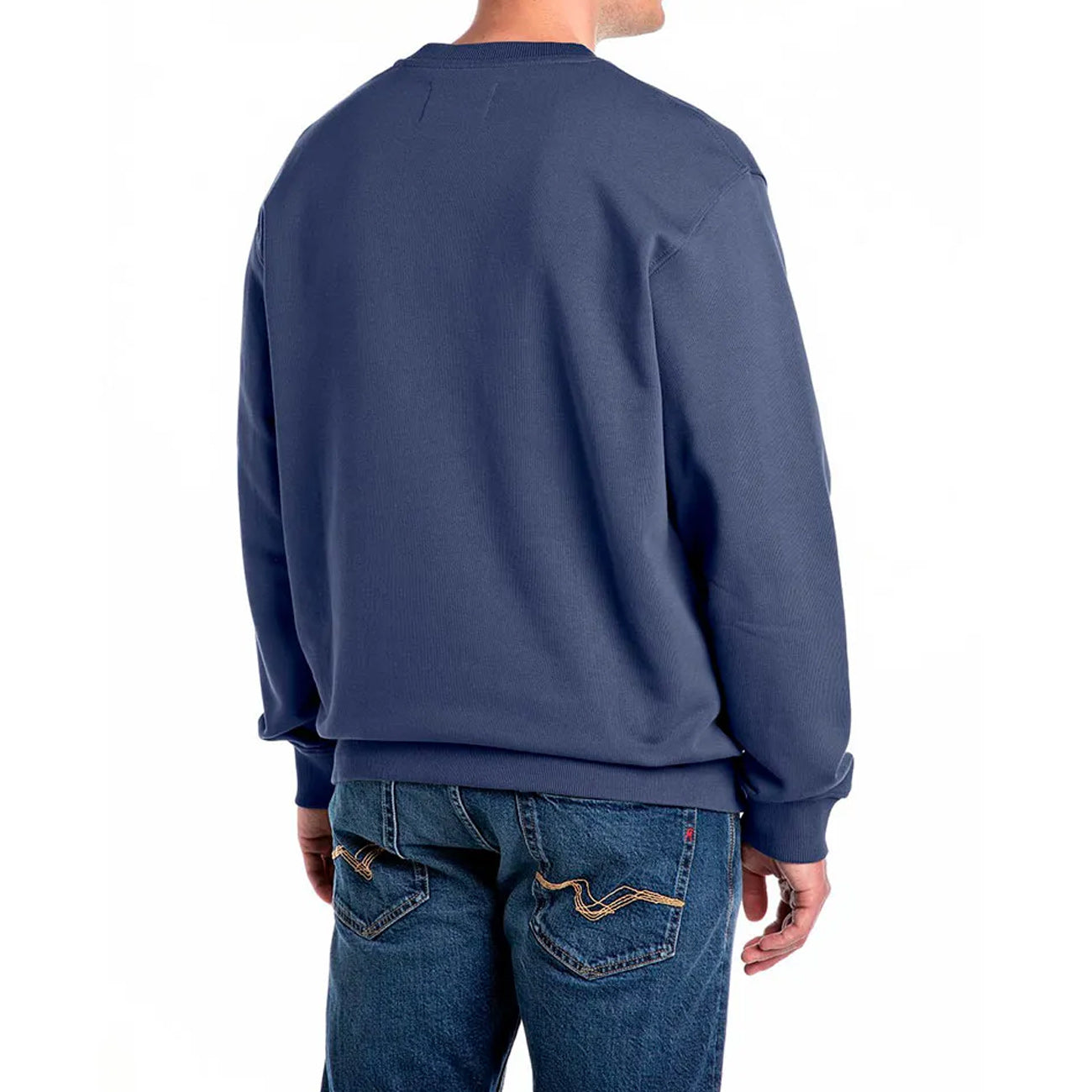 REPLAY Felpa Girocollo Con Ricamo Lettering Uomo Blu M3076.000.23802 282 BLUE 