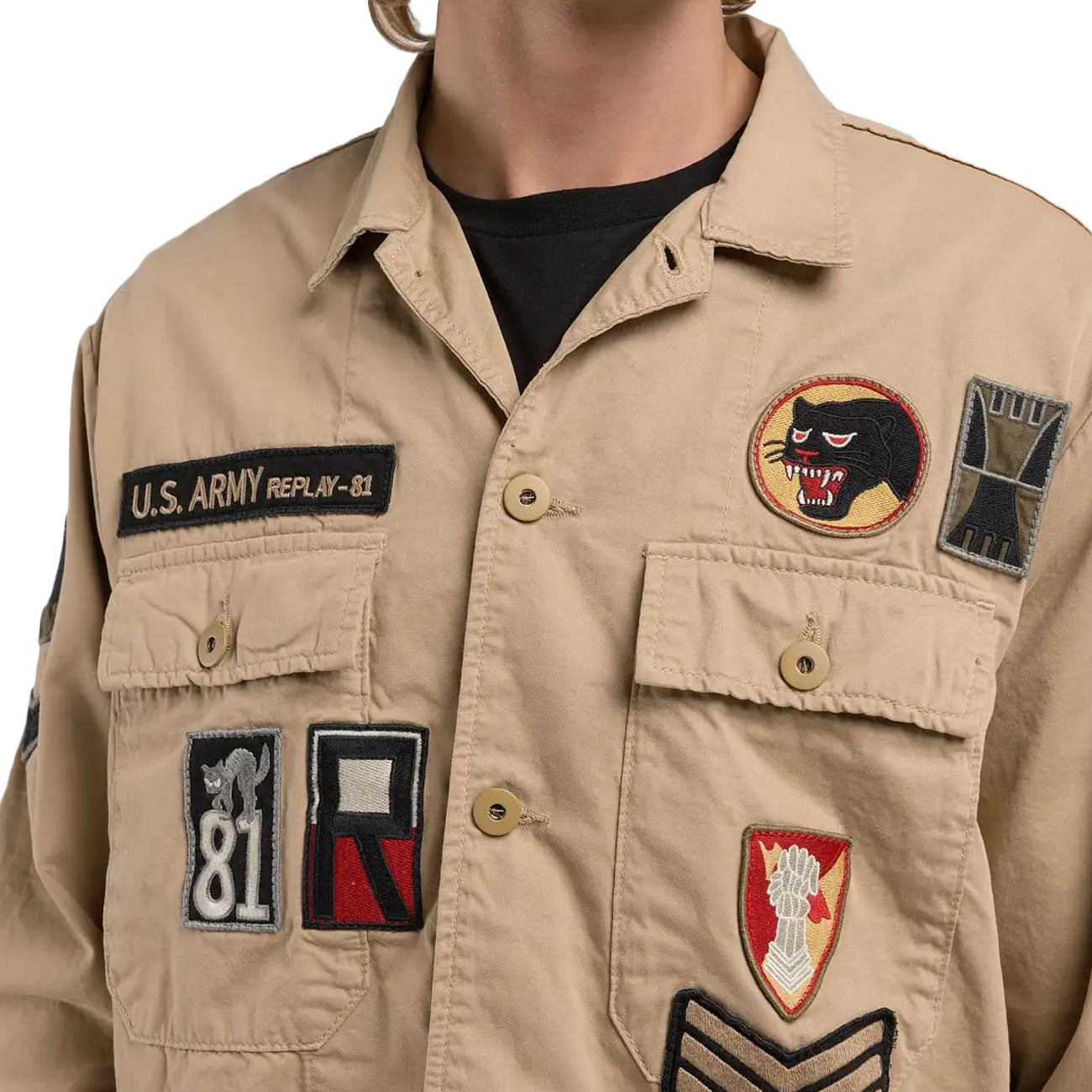 REPLAY Field Jacket Con Patch Uomo Beige M8445A.000.85172 568 BEIGE 