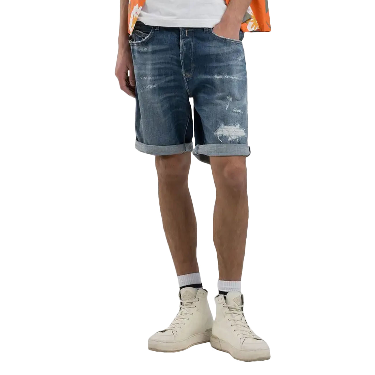 REPLAY Bermuda Denim Tapered Fit Uomo Blu Medio MA981Q.000.141860R 009 MEDIUM BLUE 