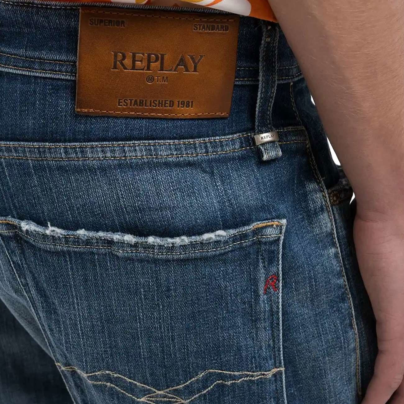 REPLAY Bermuda Denim Tapered Fit Uomo Blu Medio MA981Q.000.141860R 009 MEDIUM BLUE 