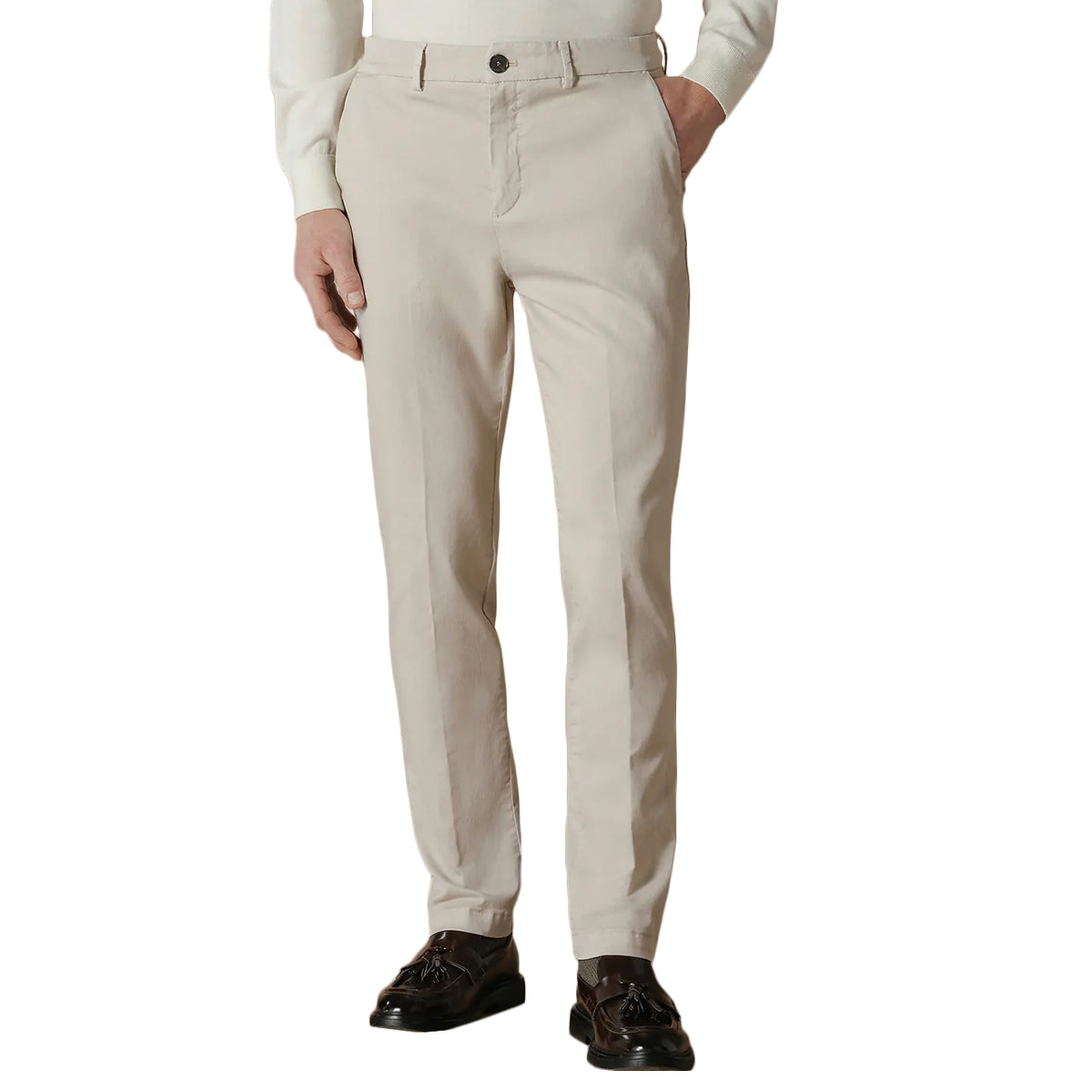 CRUNA Pantalone Chino Slim Fit In Modal E Lana BRERA 1617 111 SABBIA 