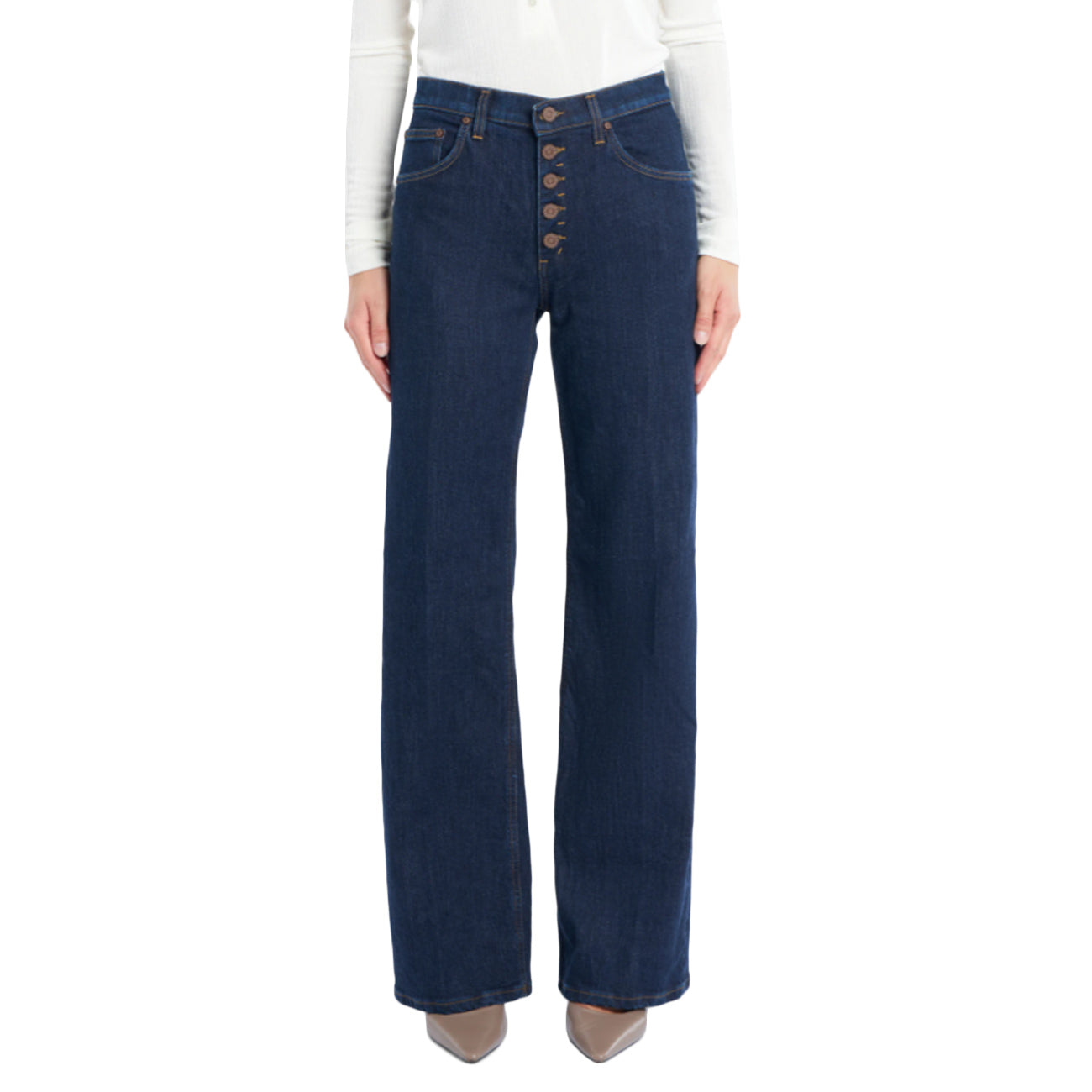 DONDUP Pantalone Jacklyn Bottone Gioiello DP427B-DS0257D-LH1-DD-W25 800 DENIM MEDIO 