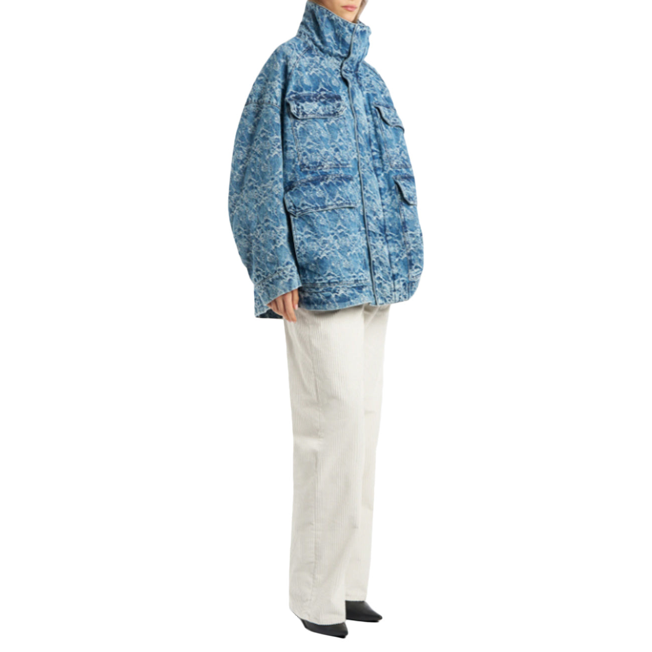 DONDUP Pantalone Jacklyn Bottone Gioiello In Velluto A Costa DP427B-VS0031D-XXX-DD-W25 017 panna 