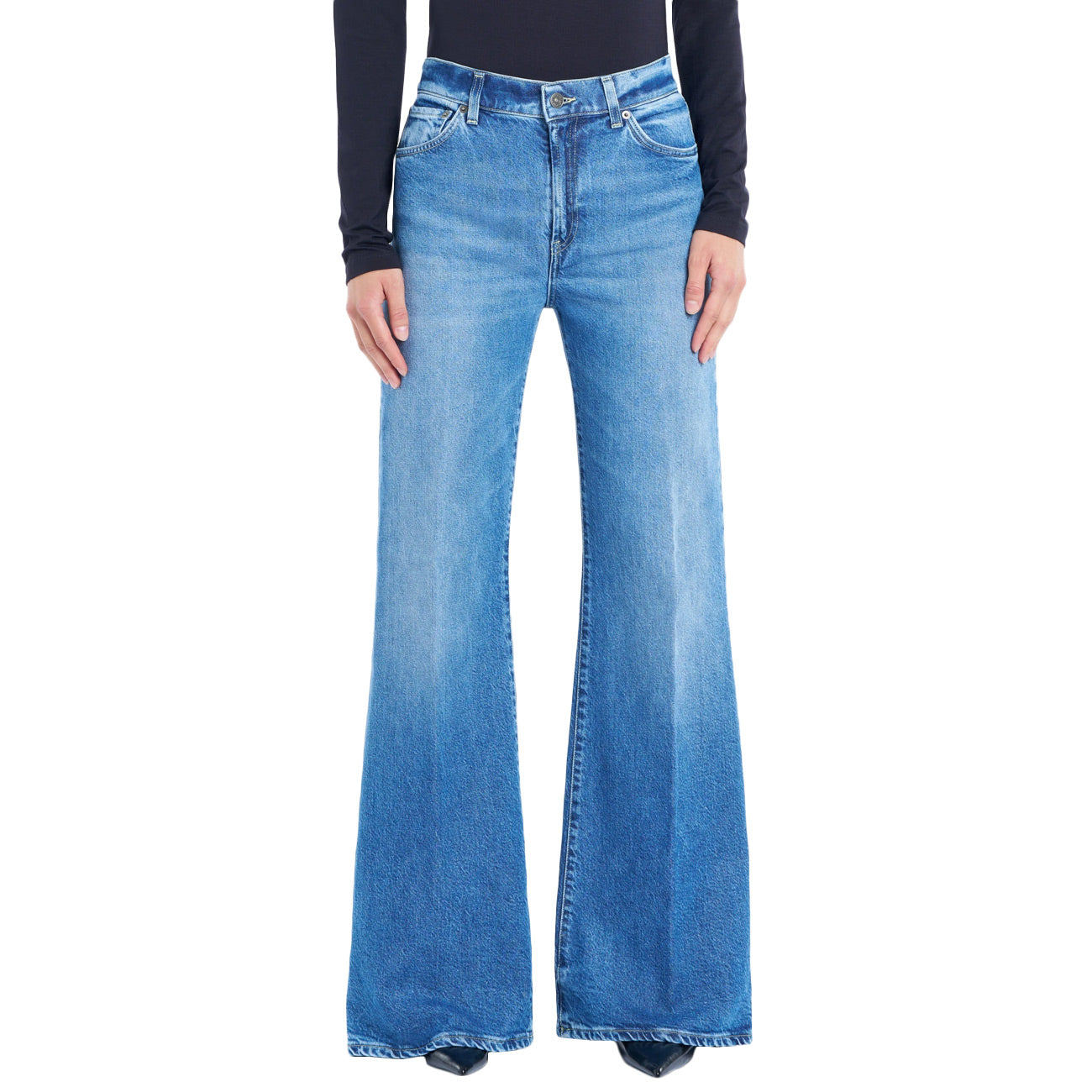 DONDUP Jeans Amber Wide Leg In Denim Stretch Cotone E Lyocell DP619-DSE370D-LI7-DD-W25 800 DENIM 