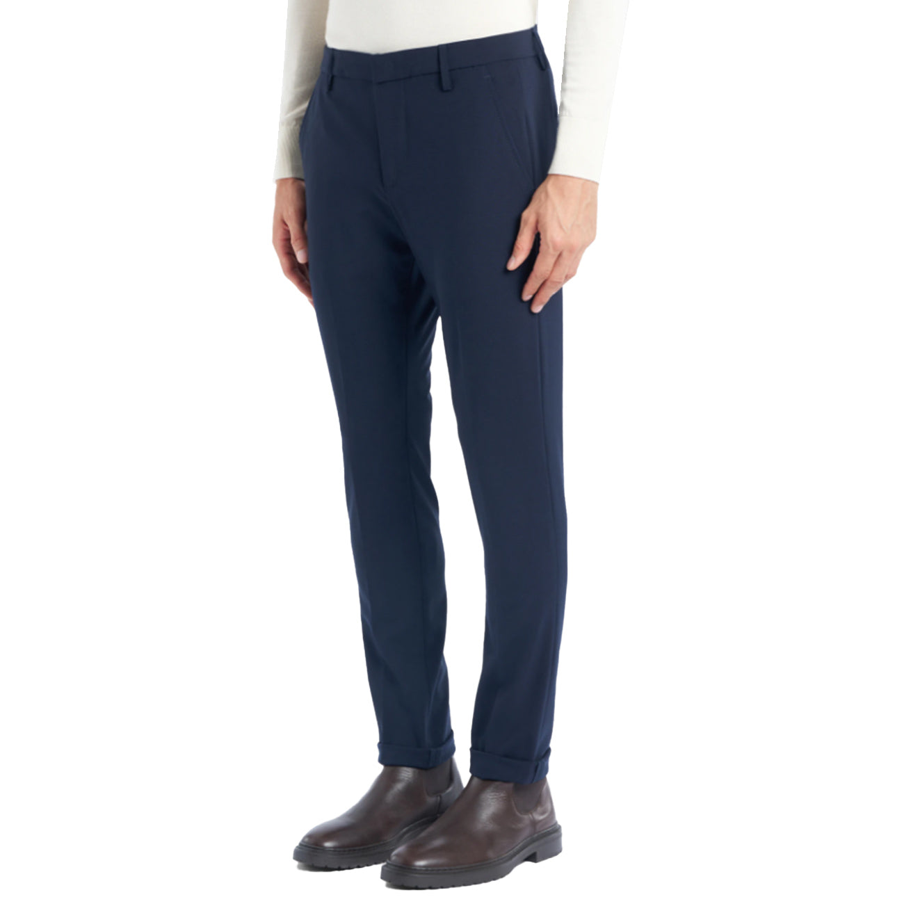 DONDUP Pantalone Gaubert Slim In Tela Di Lana UP235-TS0009-XXX-DU-W25 890 BLU 