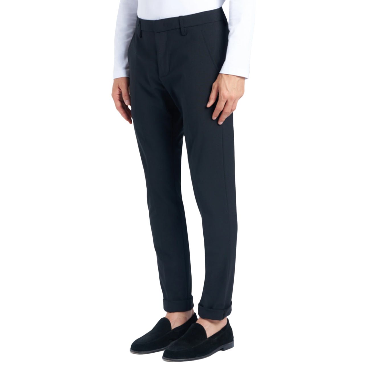 DONDUP Pantalone Gaubert Slim In Tela Di Lana UP235-TS0009-XXX-DU-W25 999 NERO 